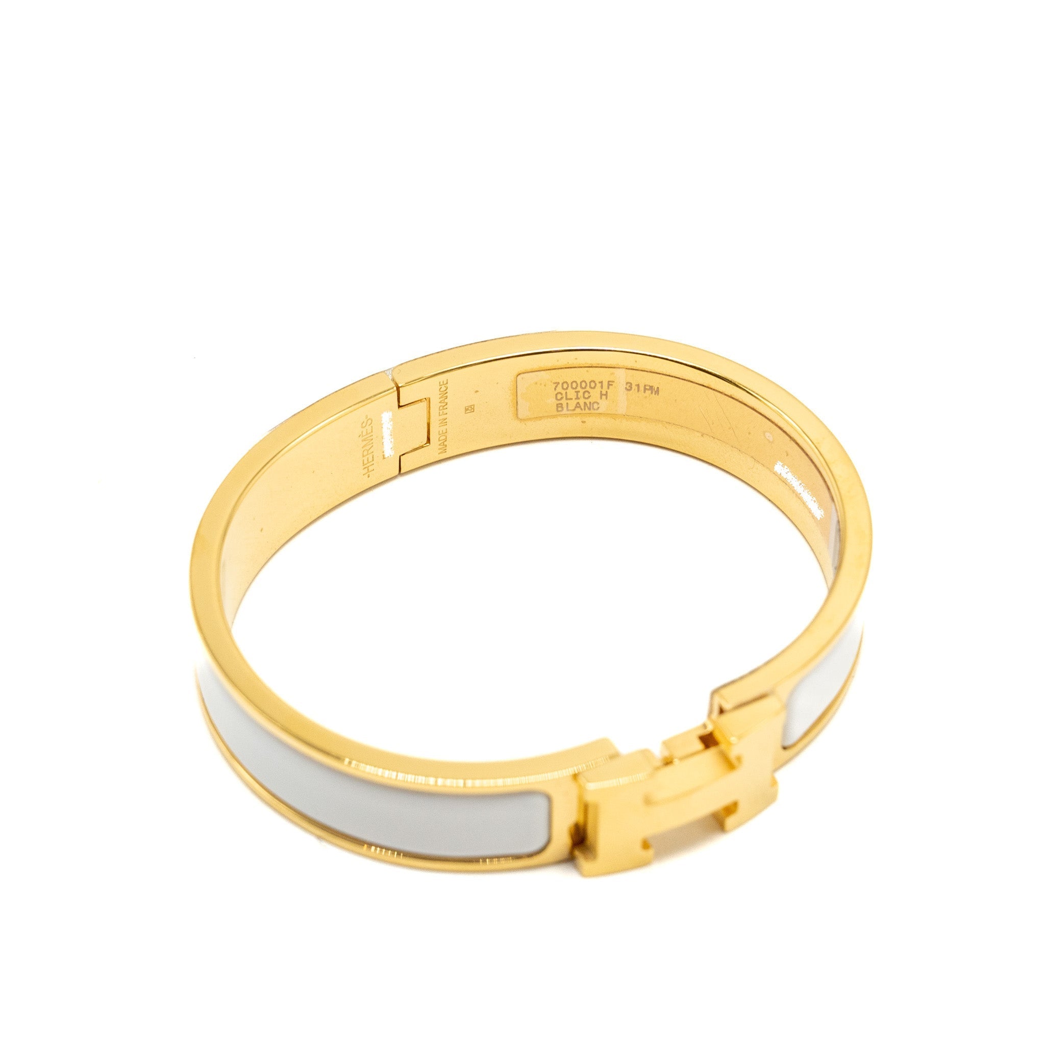 HERMES CIIC H BRACELET BLANC GHW