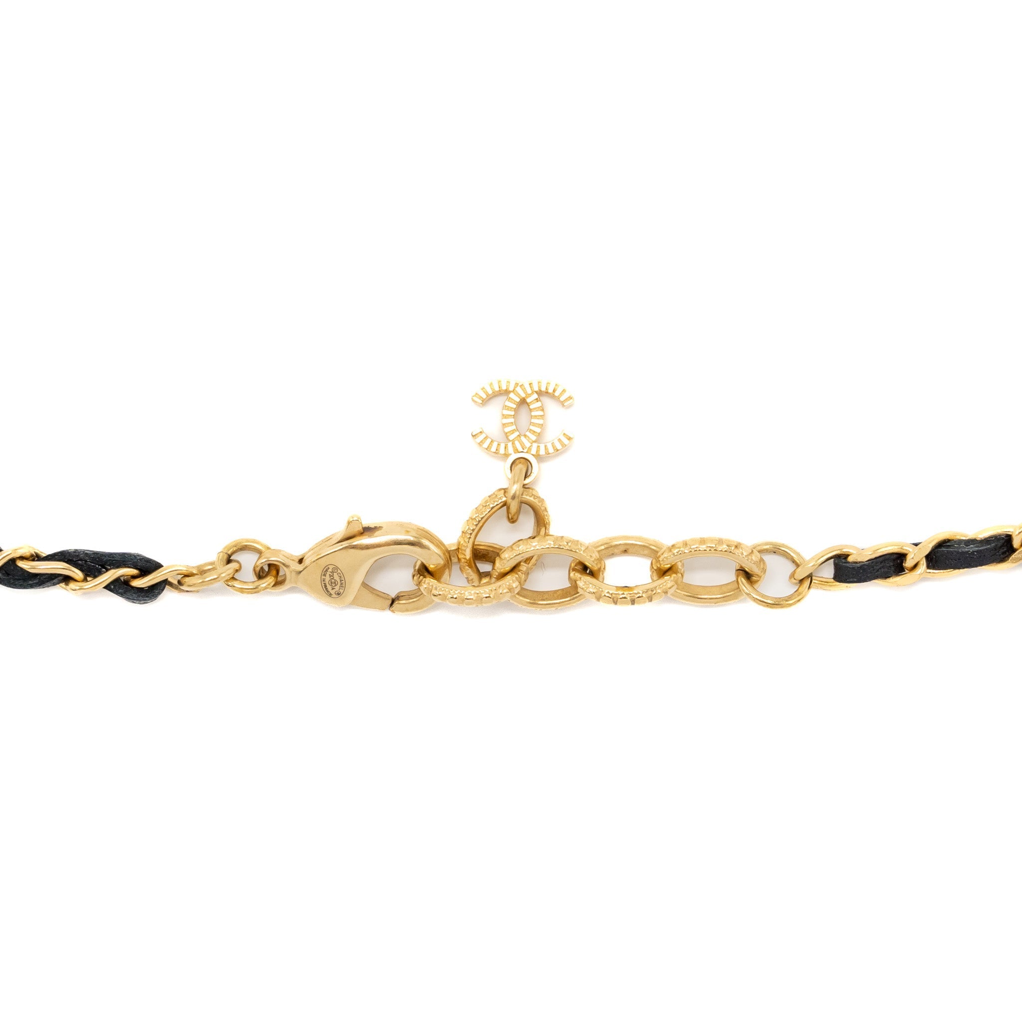 CHANEL LARGE MODEL PERFUME BOTTLE NECKLACE CRYSTAL/PEARL/GOLD TONE