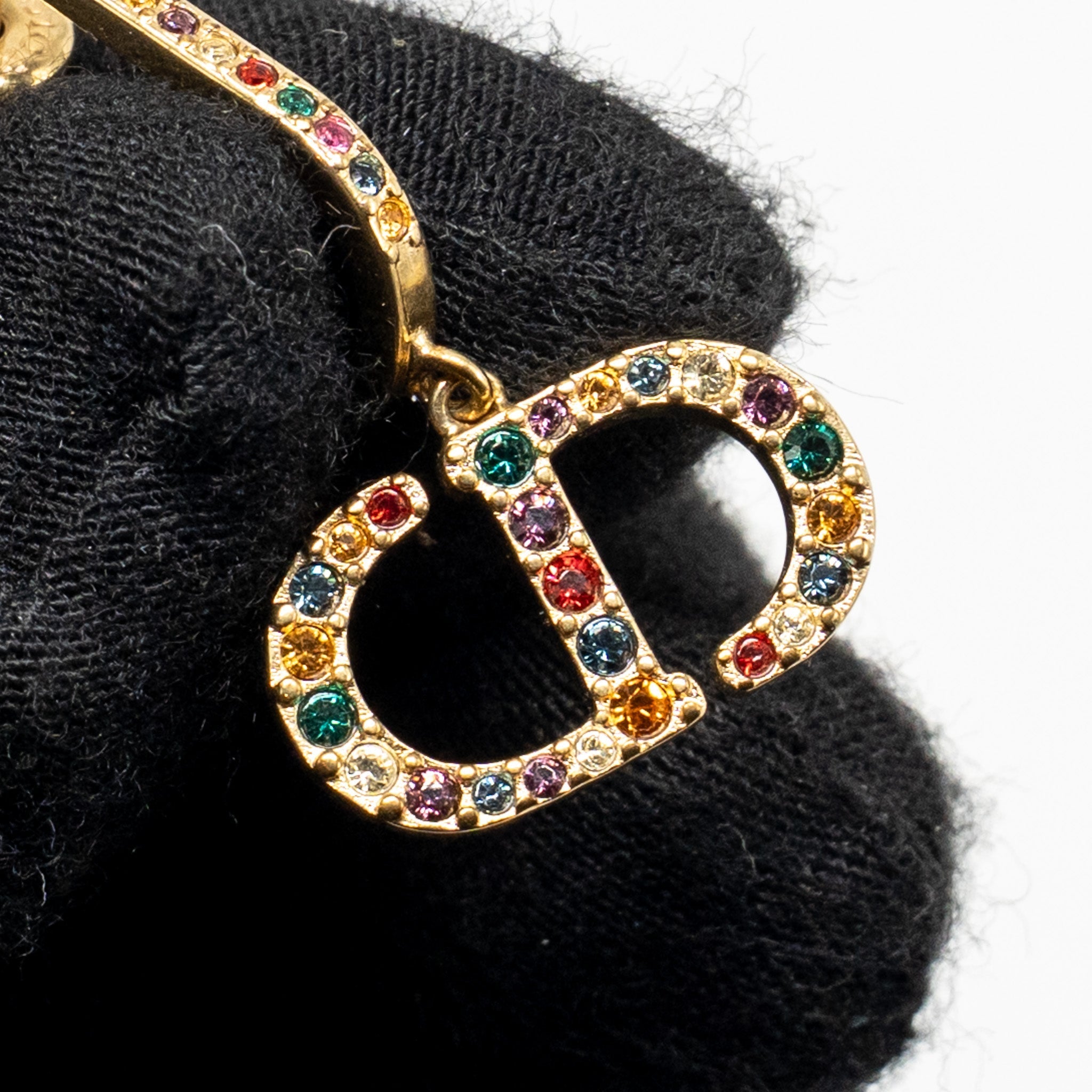 DIOR MONTAIGNE 30 EARRINGS MULTICOLOURED CRYSTAL GOLD TONE