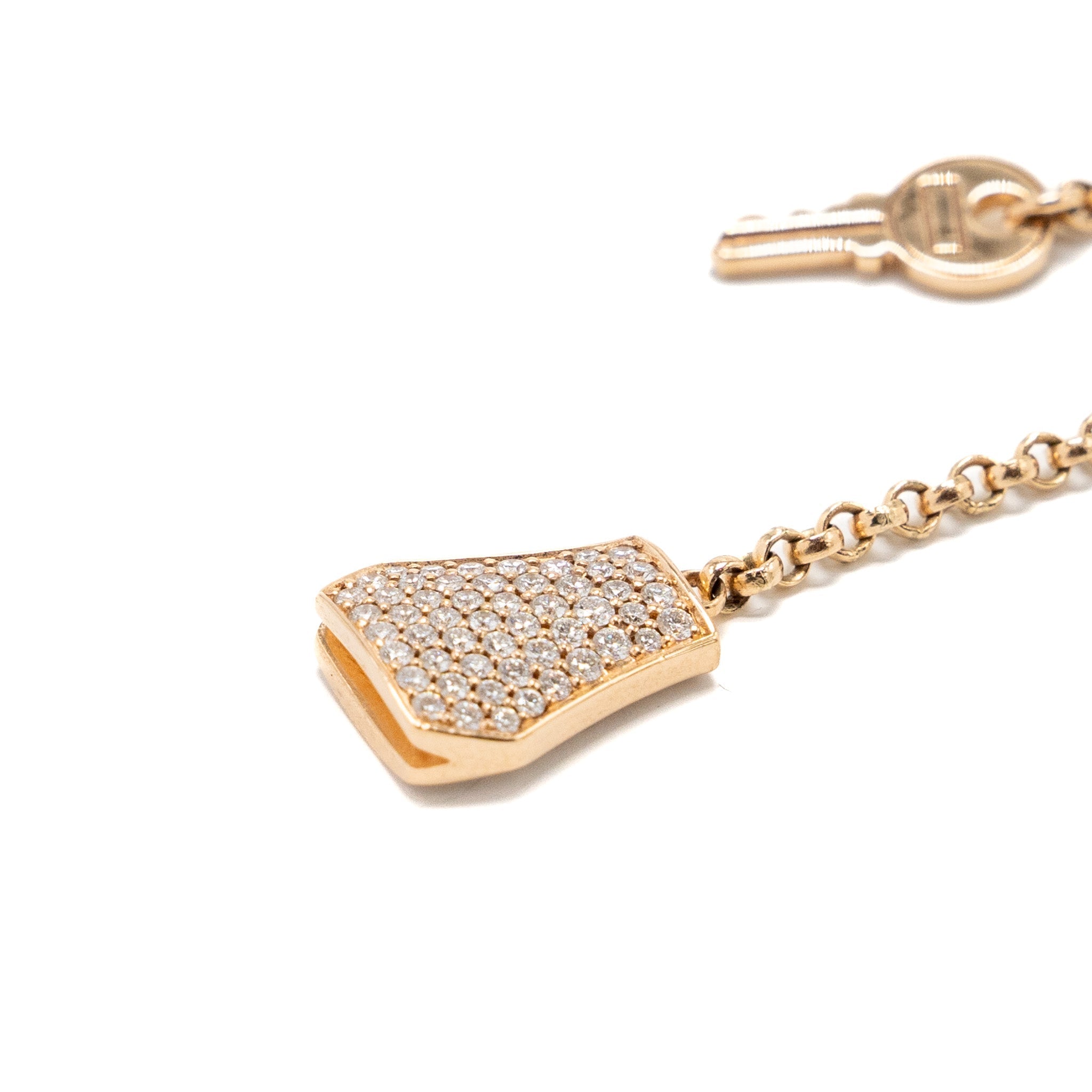 HERMES KELLY CLOCHETTE NECKLACE, SMALL MODEL ROSE GOLD, DIAMONDS