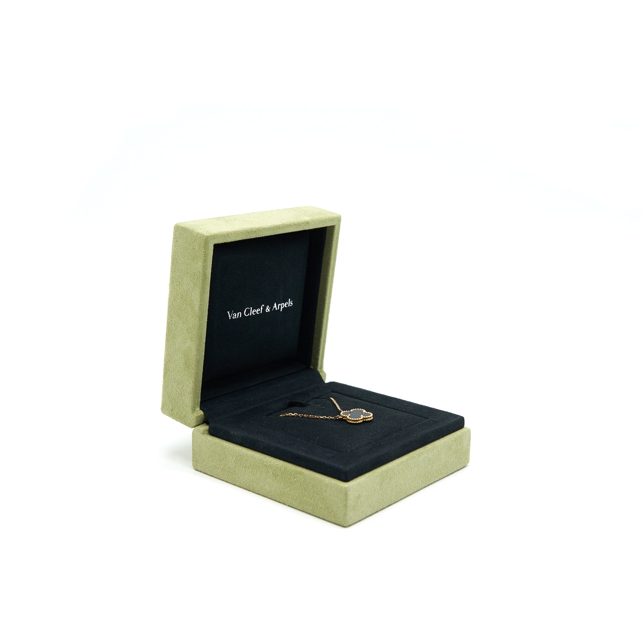 VAN CLEEF & ARPELS VINTAGE ALHAMBRA ONYX AND YELLOW GOLD NECKLACE