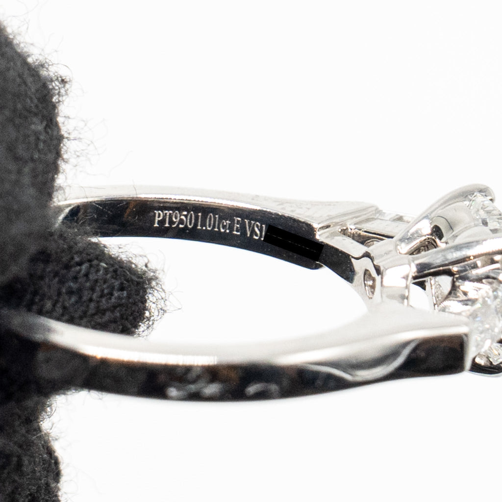 GRAFF PROMISE HEATER SHAPE DIAMOND ENGAGEMENT RING, 1.01 CARAT, E COLOR, VS1, PLATINUM