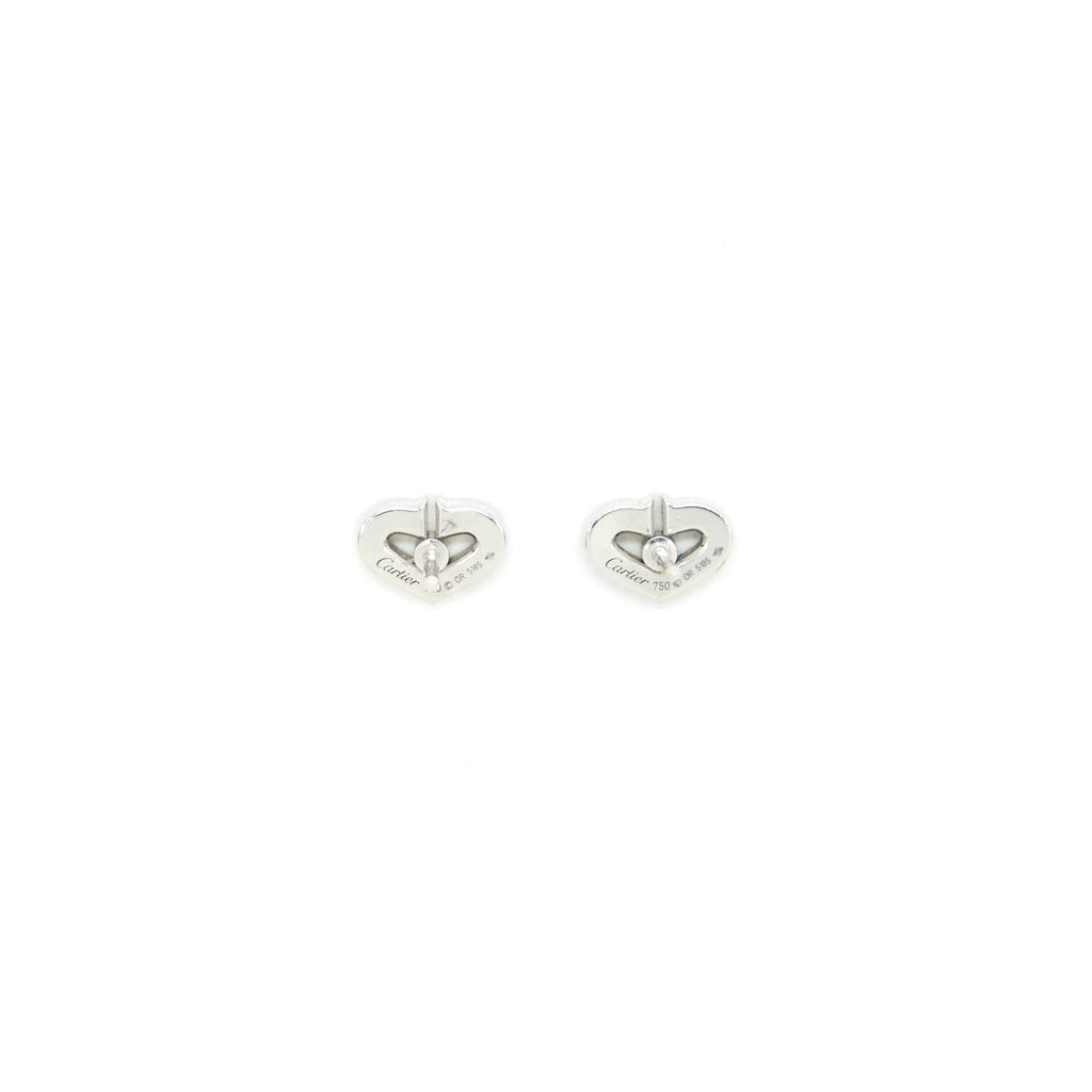 CARTIER MINI HEART EARINGS WHITE GOLD WITH DIMONDS
