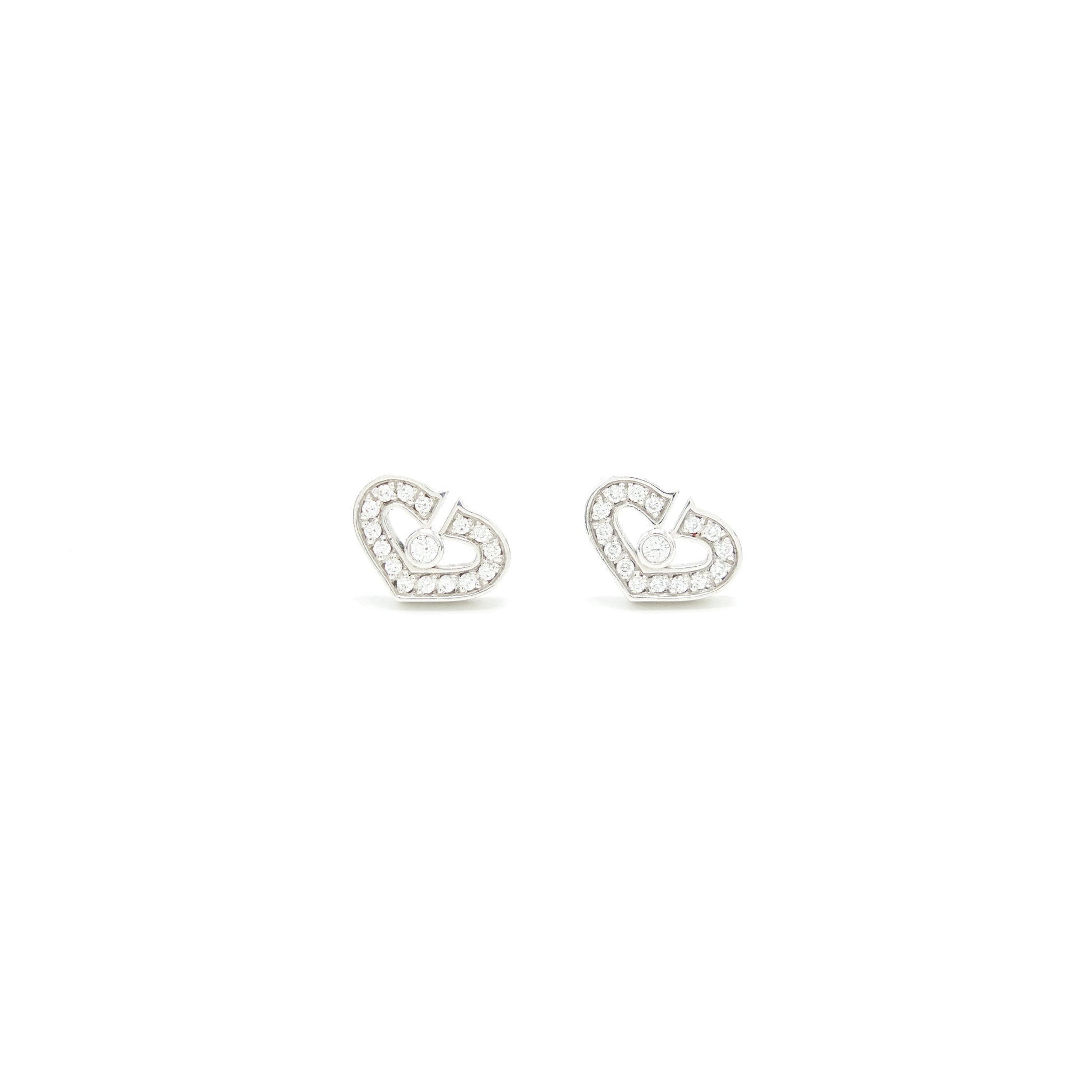 CARTIER MINI HEART EARINGS WHITE GOLD WITH DIMONDS