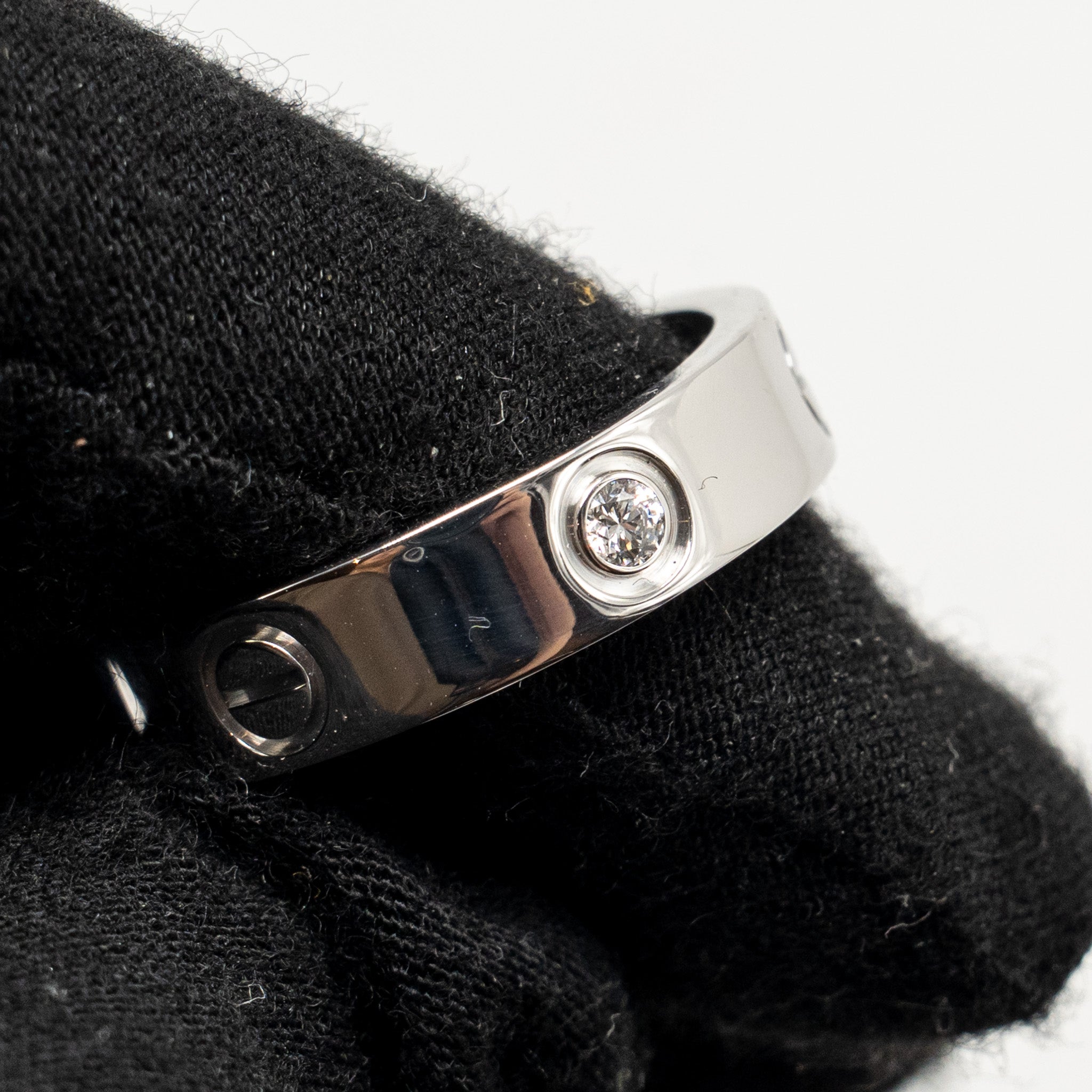 CARTIER LOVE RING WHITE GOLD WITH 3 DIAMONDS