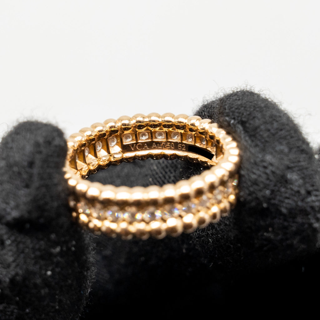 VAN CLEEF AND ARPELS PERLEE DIAMONDS RING, 1 ROW 18K ROSE GOLD WITH DIAMONDS