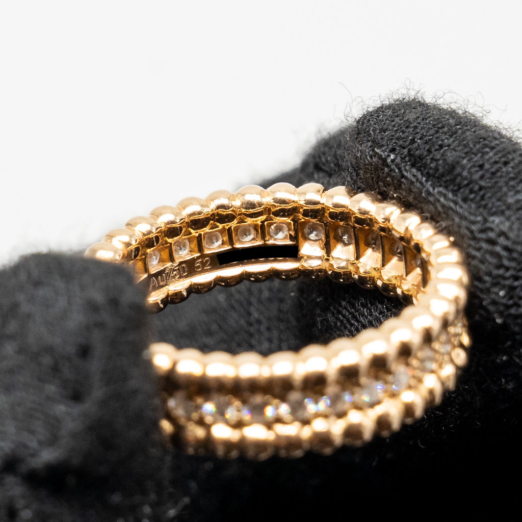 VAN CLEEF AND ARPELS PERLEE DIAMONDS RING, 1 ROW 18K ROSE GOLD WITH DIAMONDS