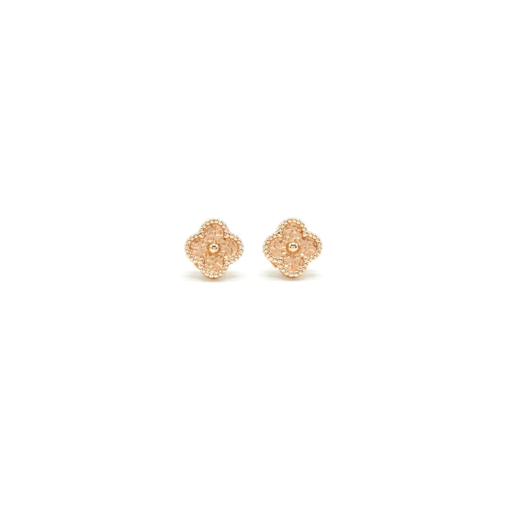 VAN CLEEF ARPEL SMALL ALHAMBRA EARRINGS IN ROSE GOLD