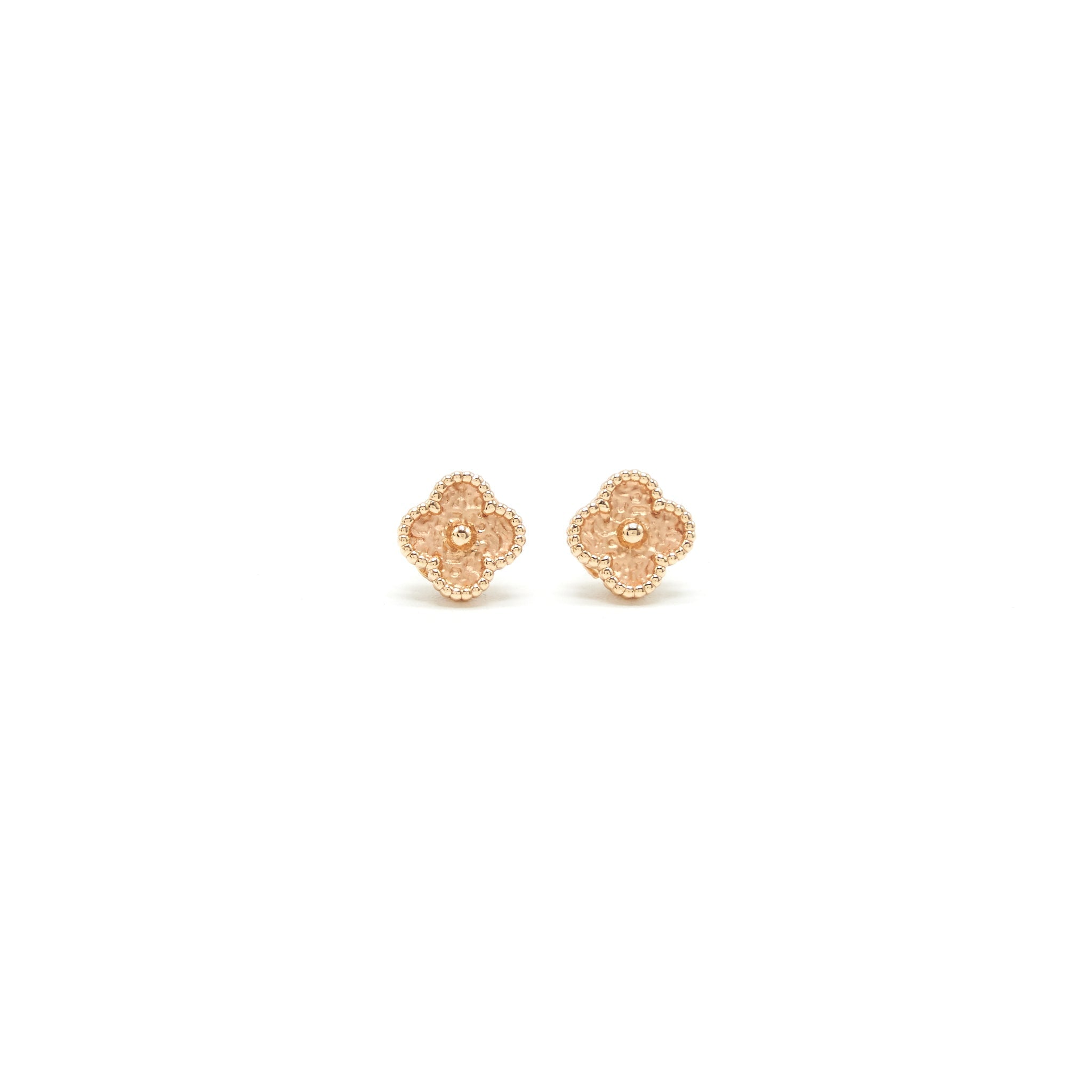 VAN CLEEF ARPEL SMALL ALHAMBRA EARRINGS IN ROSE GOLD