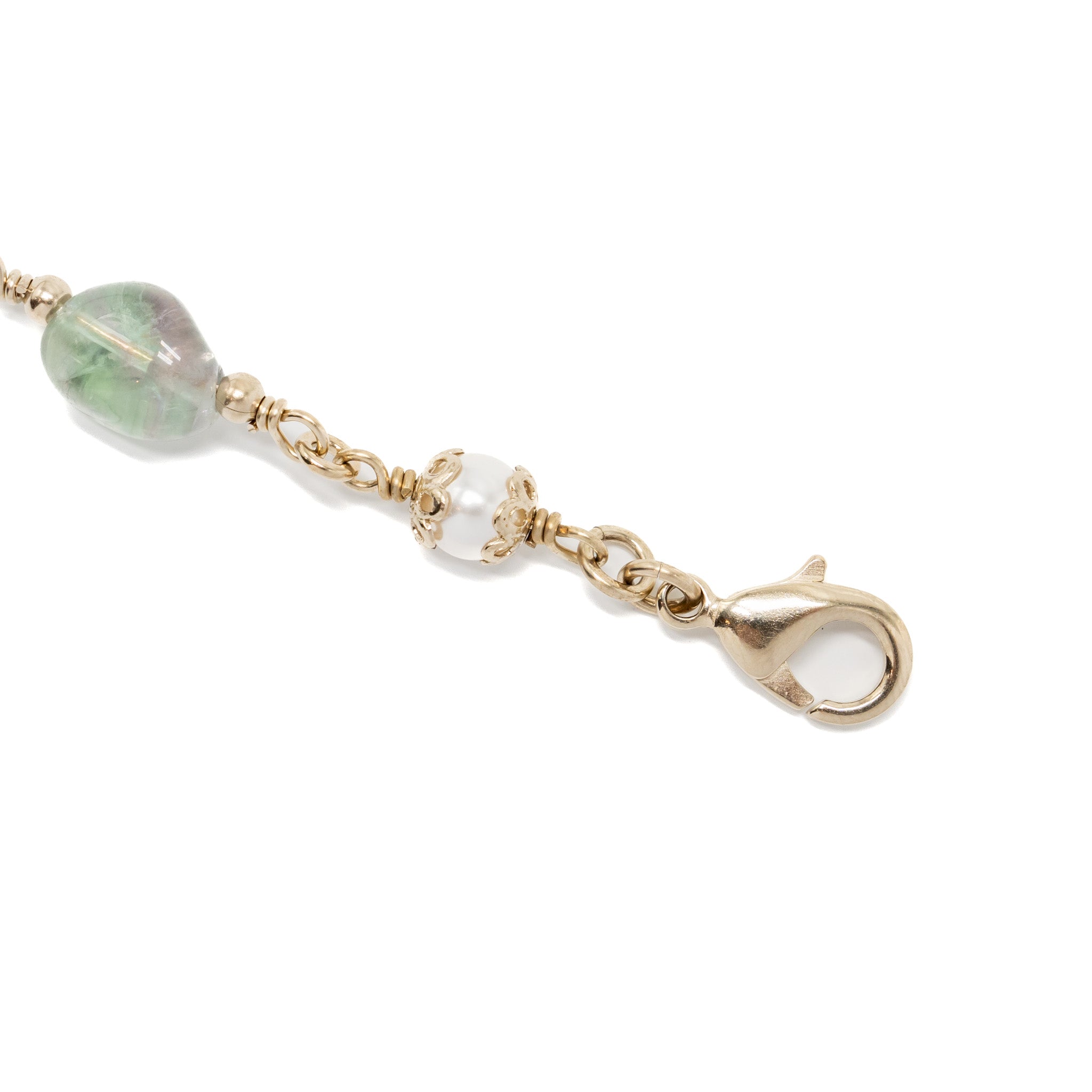 CHANEL MULTICOLOUR CC LOGO DROP BRACELET CRYSTAL/PEARL/GOLD TONE