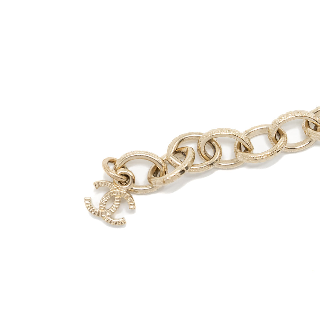 CHANEL MULTICOLOUR CC LOGO DROP BRACELET CRYSTAL/PEARL/GOLD TONE