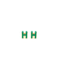 HERMES MINI POP H EARRINGS MALACHITE GOLD TONE