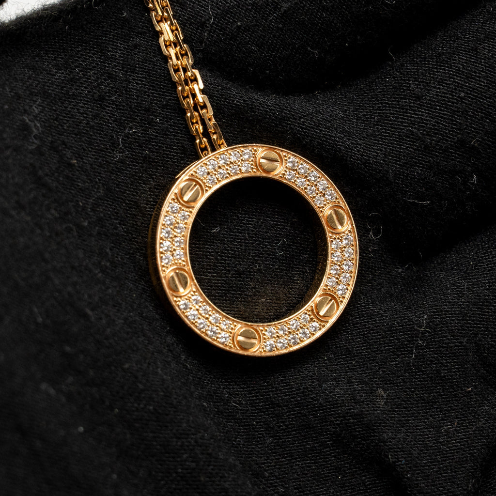 CARTIER LOVE PENDANT ROSE GOLD PAVED DIAMONDS