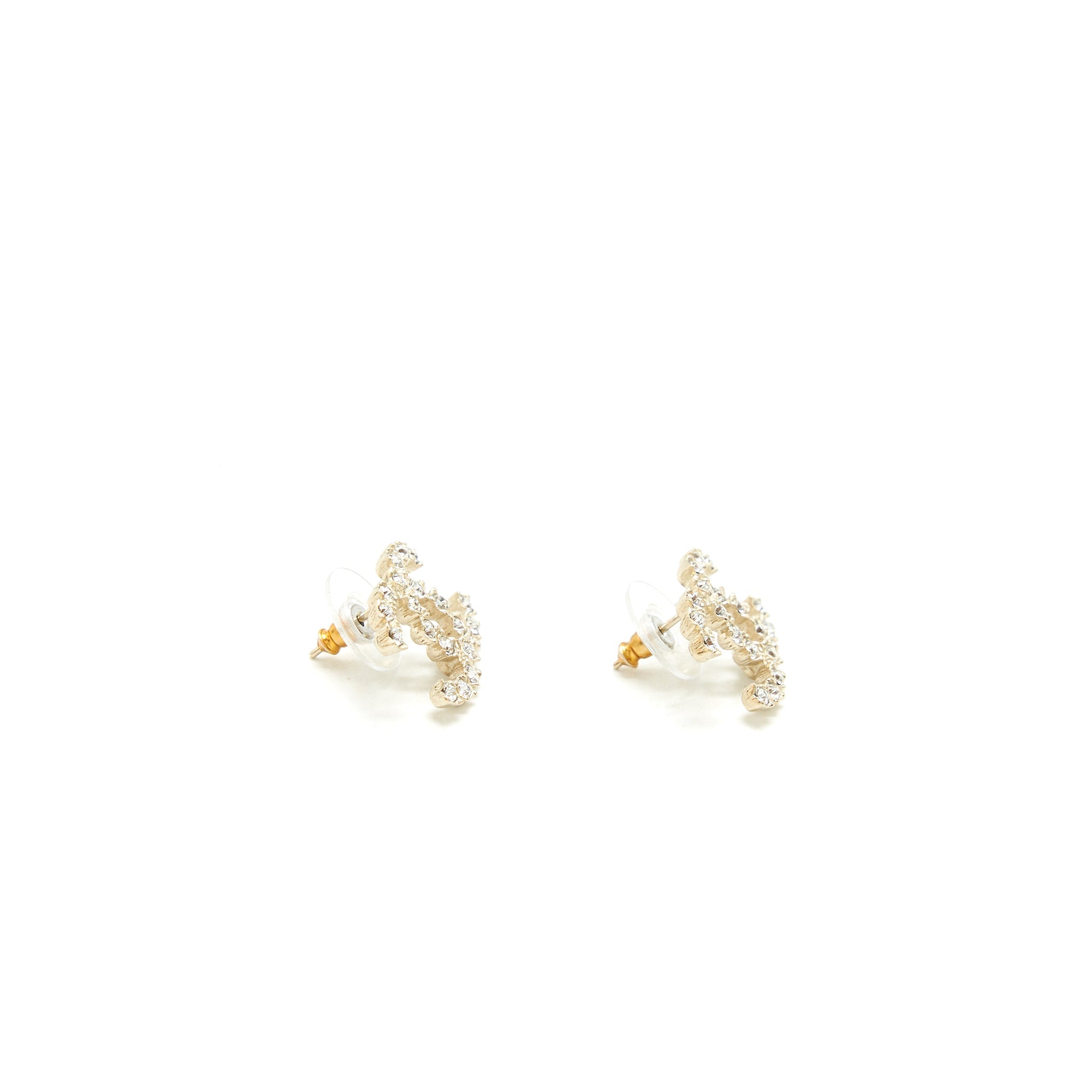 CHANEL CC LOGO CRYSTAL EARRING LGHW