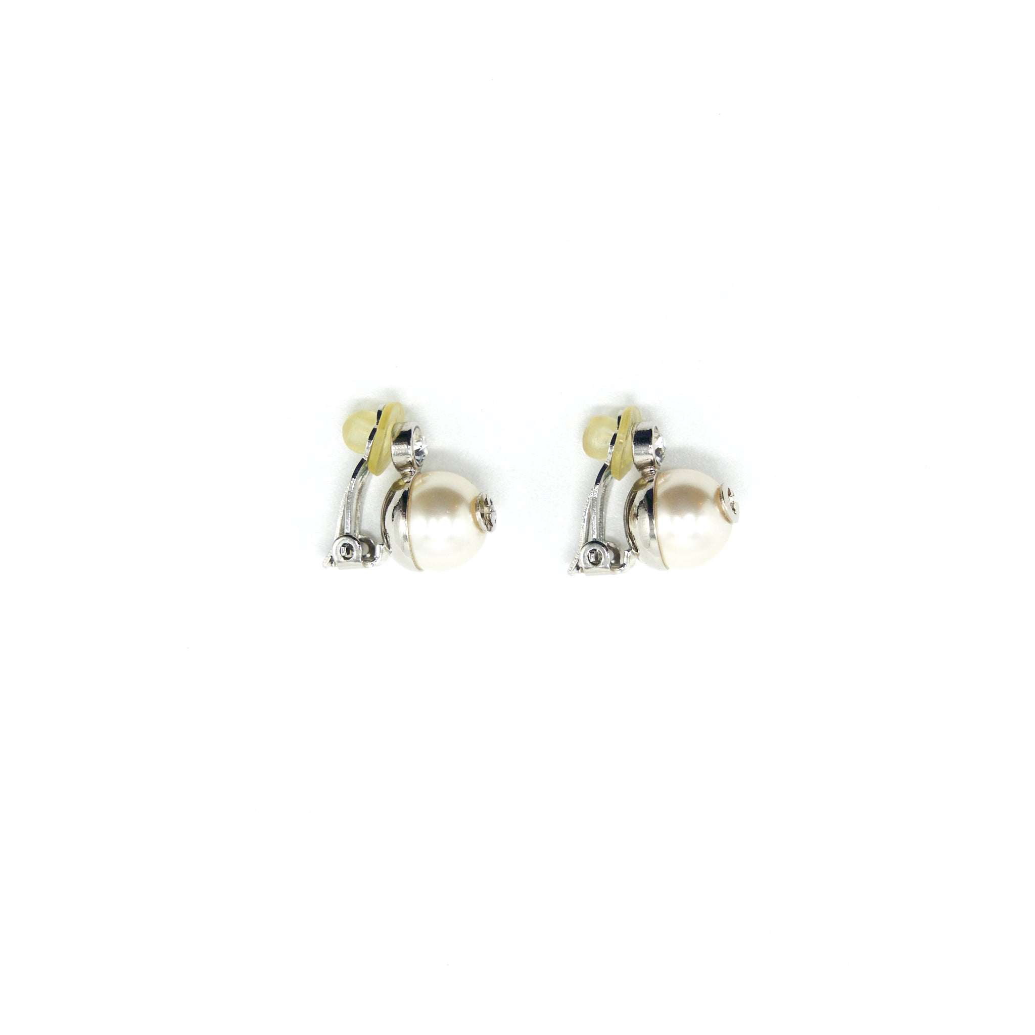 GUCCI GG PEARL WITH WHITE CRYSTAL CLIP EARRINGS