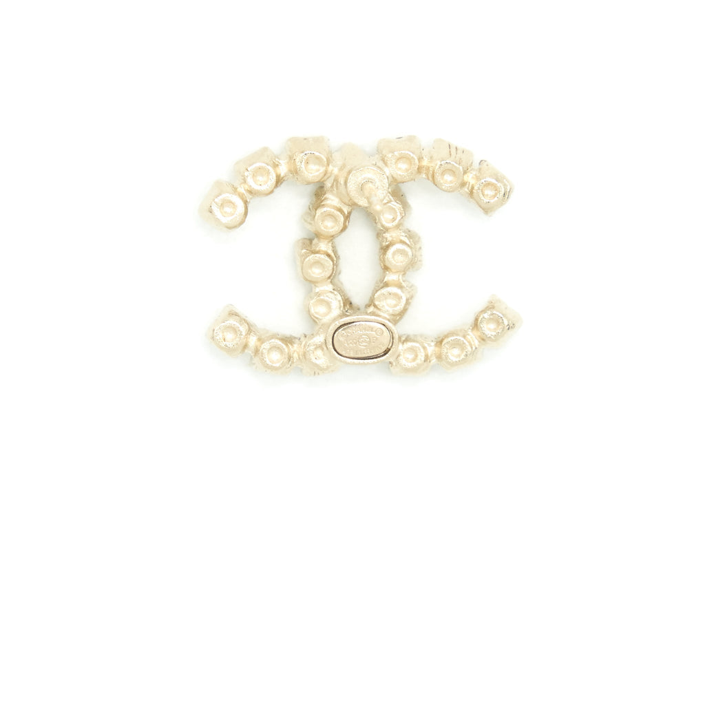 CHANEL CC LOGO CRYSTAL EARRING LGHW