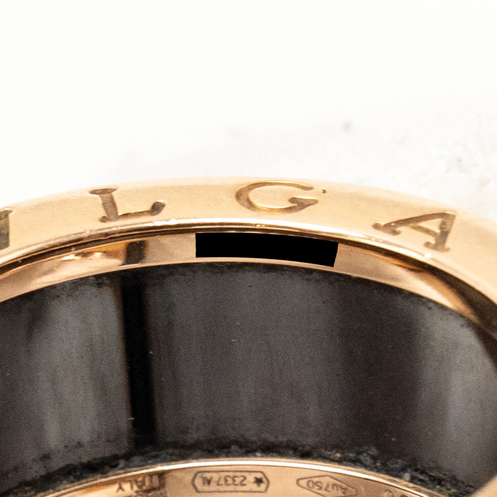 BVLGARI B.ZERO1 RING TWO-BAND BLACK CERAMIC SPIRAL / ROSE GOLD