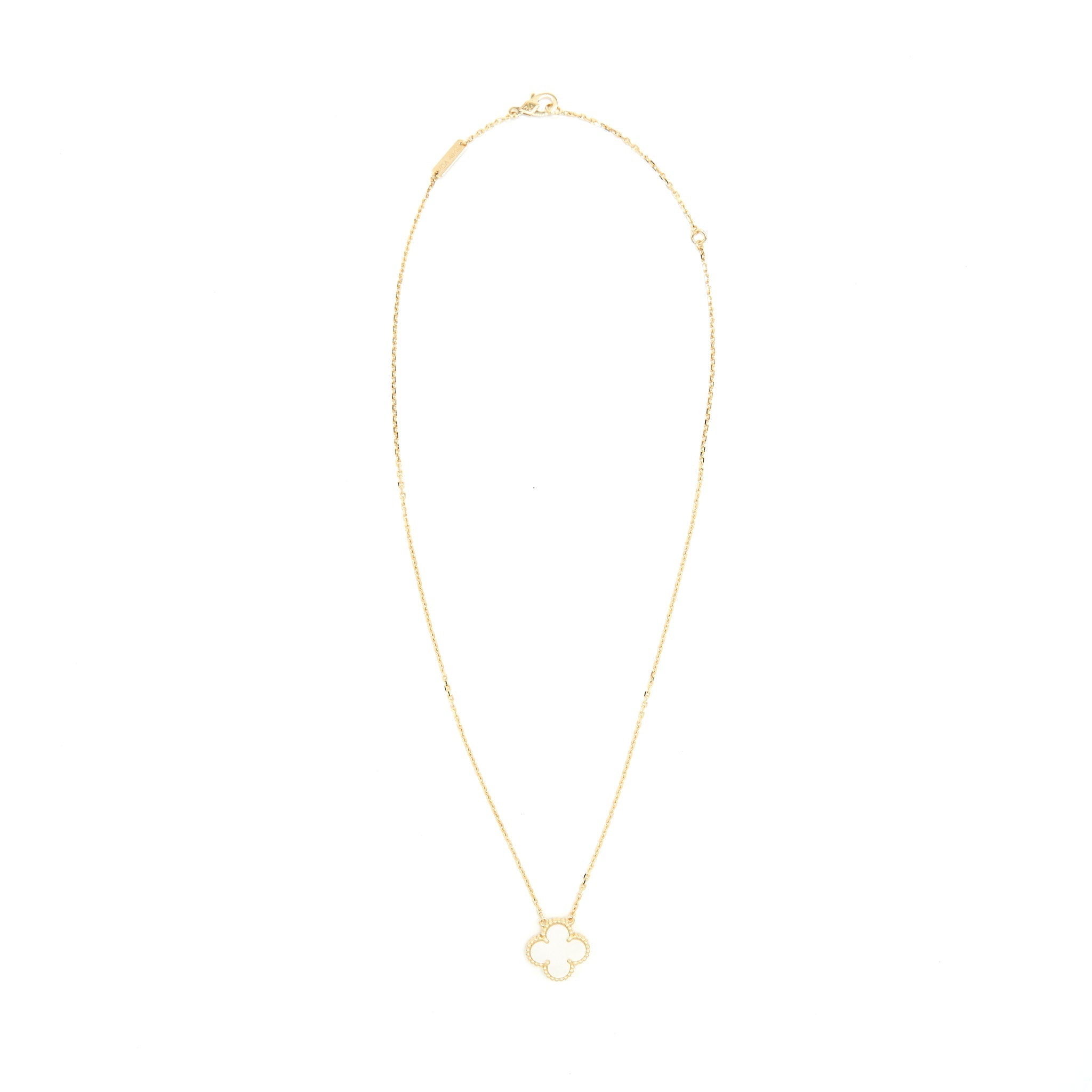 VAN CLEEF AND ARPELS VINTAGE ALHAMBRA PENDANT YELLOW GOLD WITH MOTHER OF PEARL