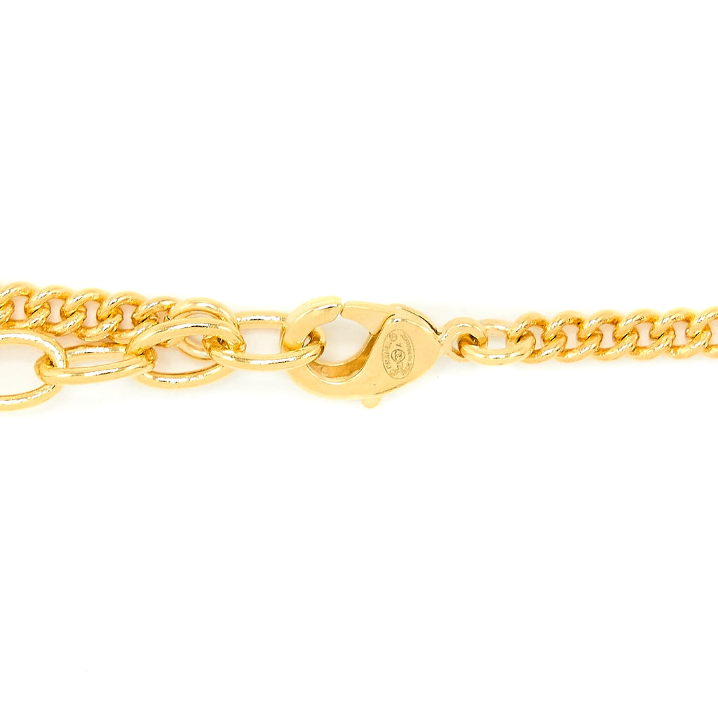 CHANEL FAUX PEARL / STRASS AFRICA MAP NECKLACE GOLD TONE