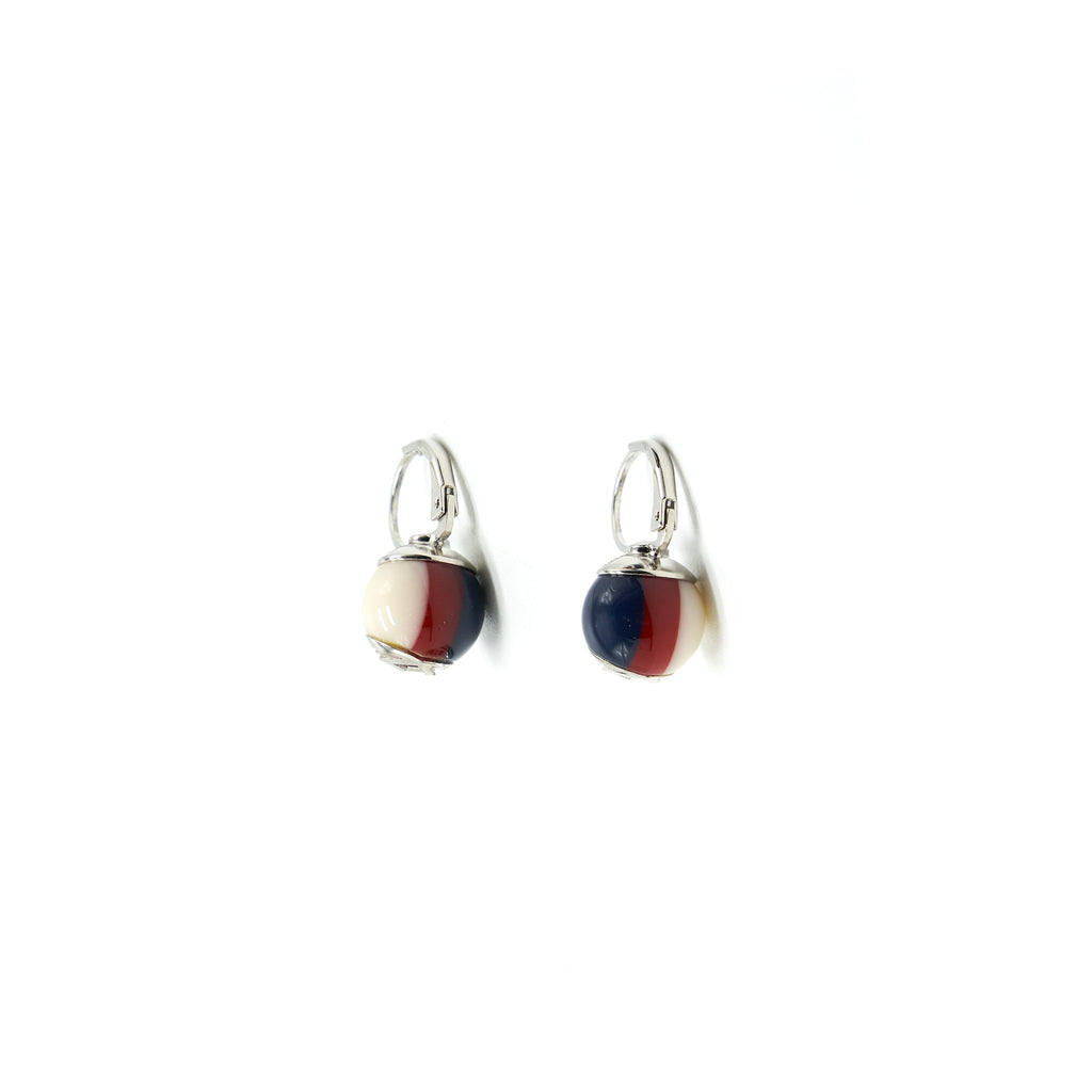 GUCCI GG PEARL LEVERBACK EARRINGS WHITE/RED/BLUE