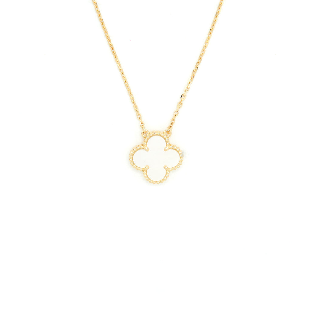 VAN CLEEF AND ARPELS VINTAGE ALHAMBRA PENDANT YELLOW GOLD WITH MOTHER OF PEARL
