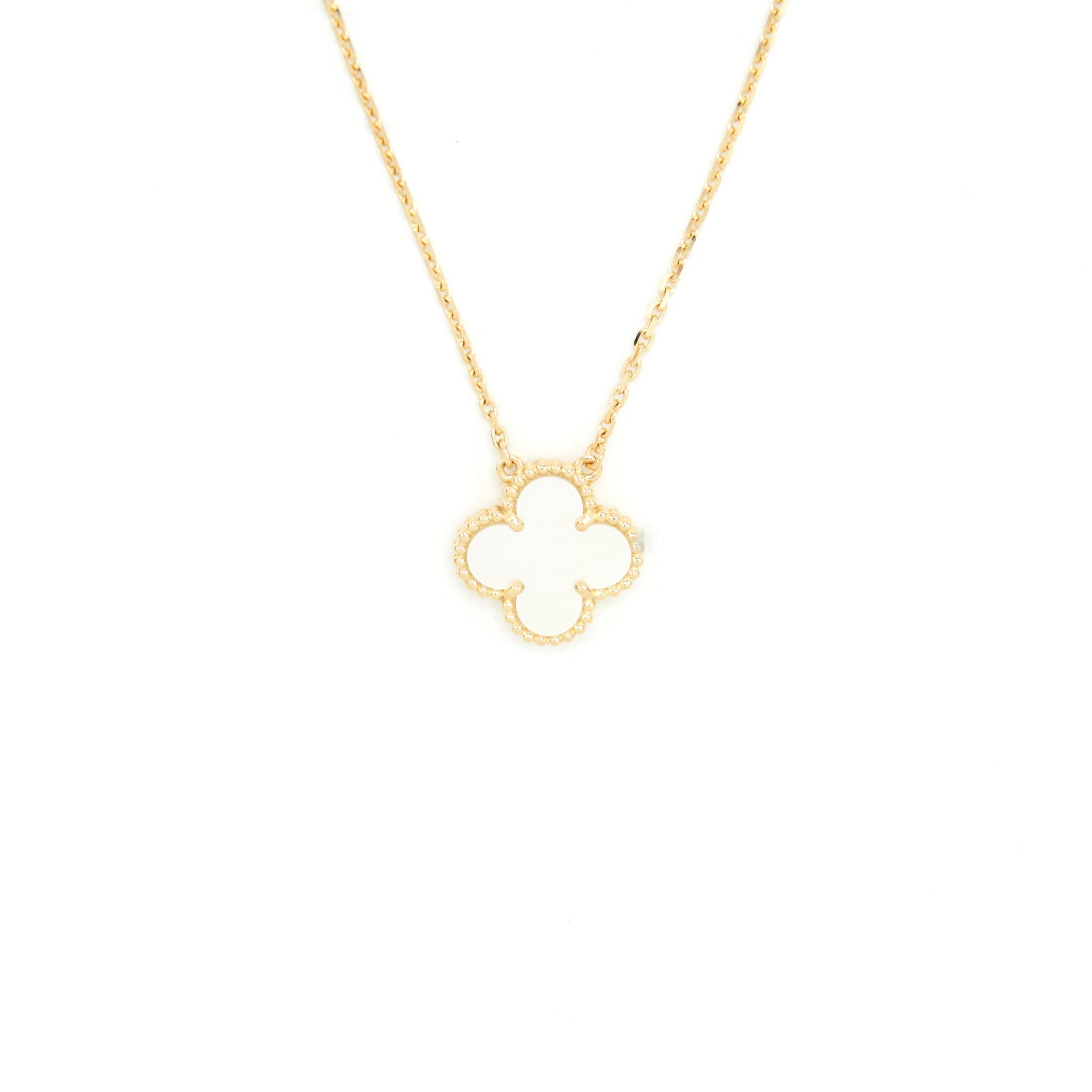 VAN CLEEF AND ARPELS VINTAGE ALHAMBRA PENDANT YELLOW GOLD WITH MOTHER OF PEARL