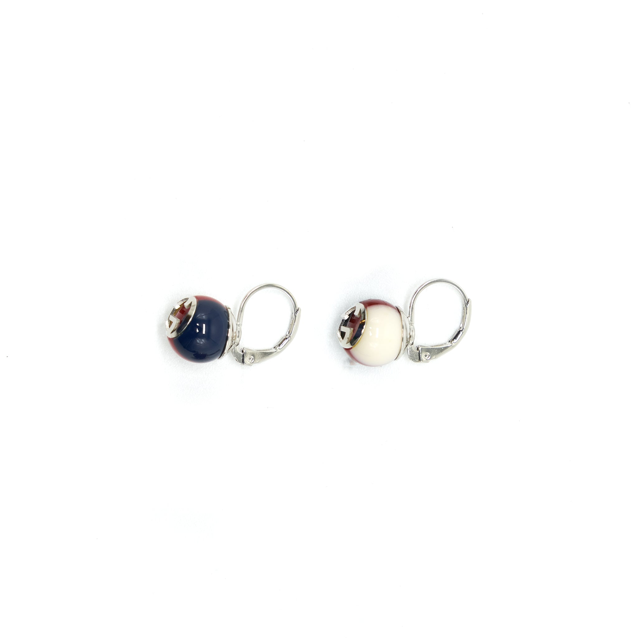 GUCCI GG PEARL LEVERBACK EARRINGS WHITE/RED/BLUE