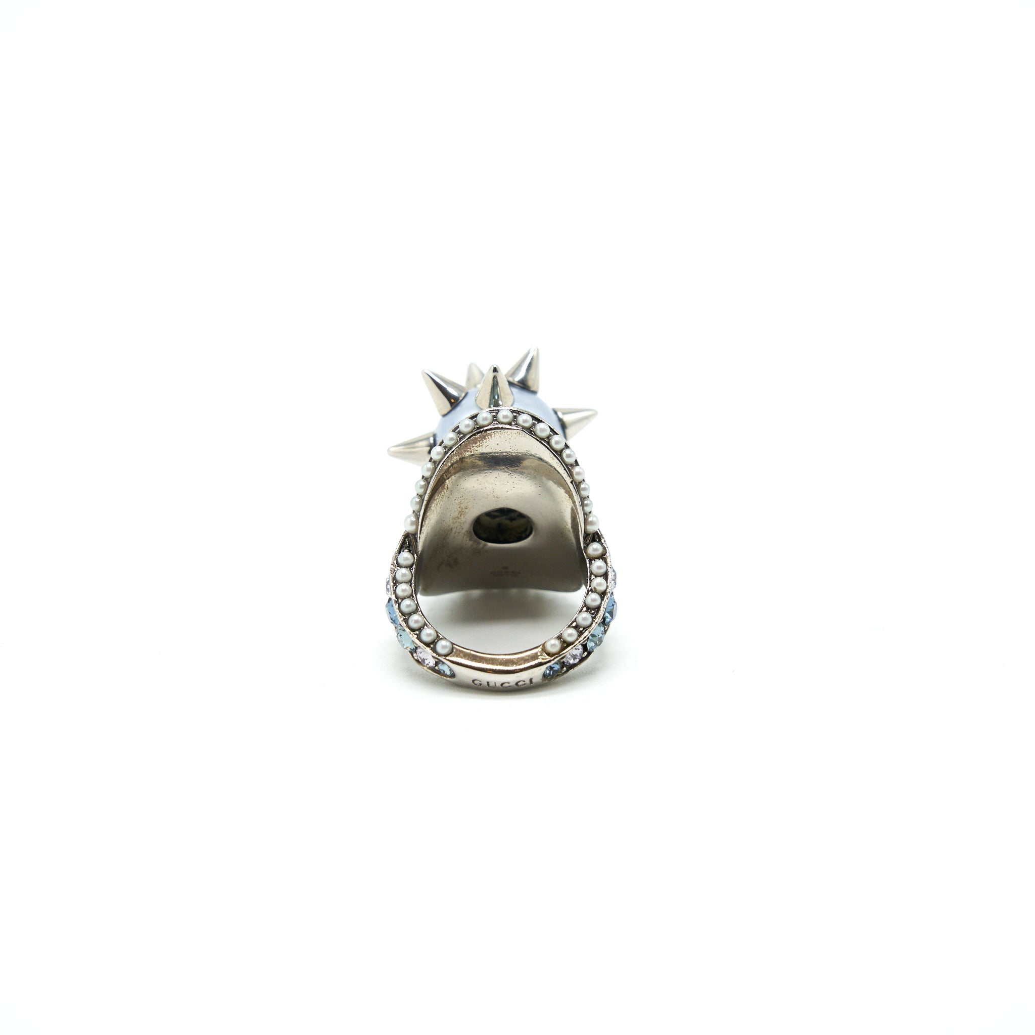 GUCCI CRYSTAL AND PEARLS RING