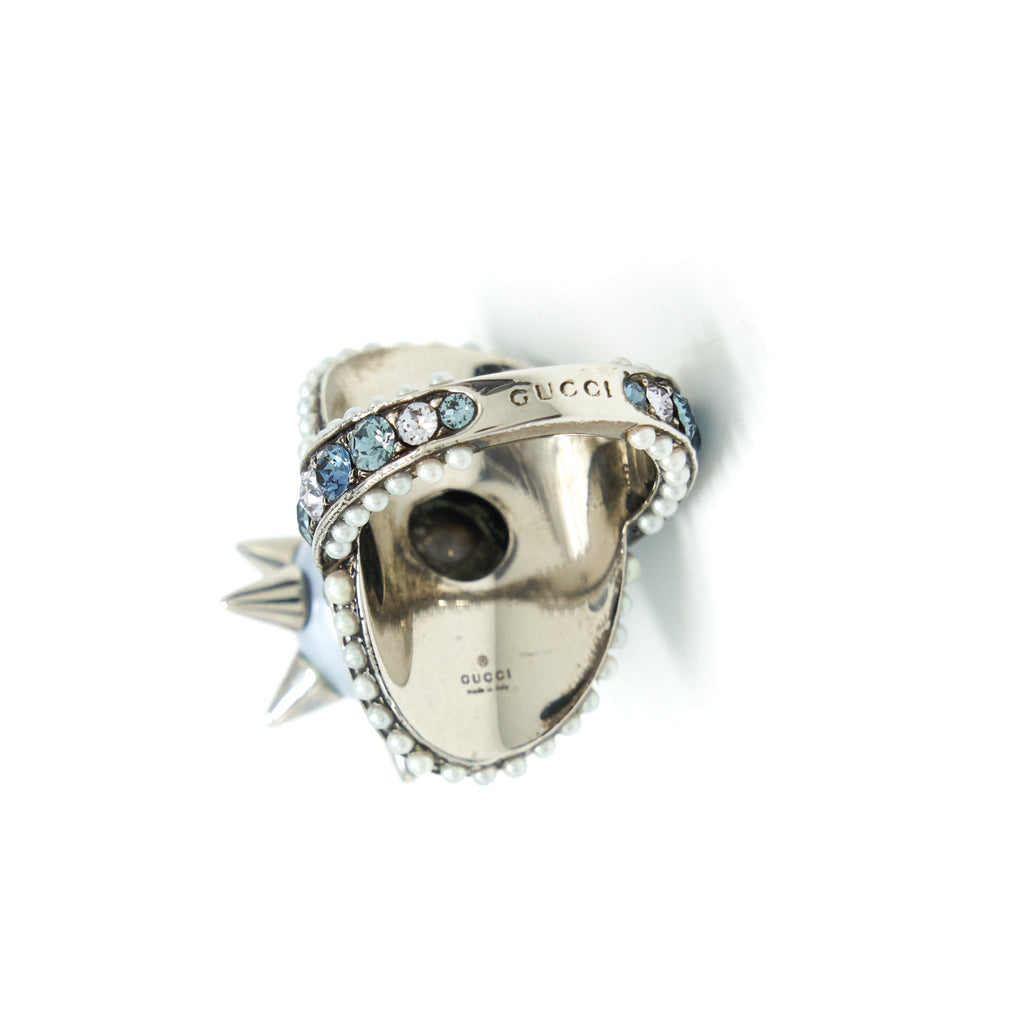 GUCCI CRYSTAL AND PEARLS RING