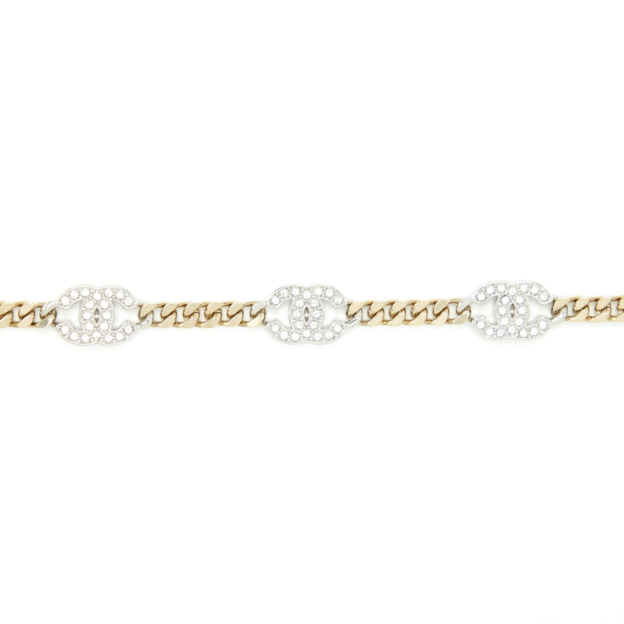 CHANEL 22P TRIPLE CC LOGO BRACELET LIGHT GOLD TONE