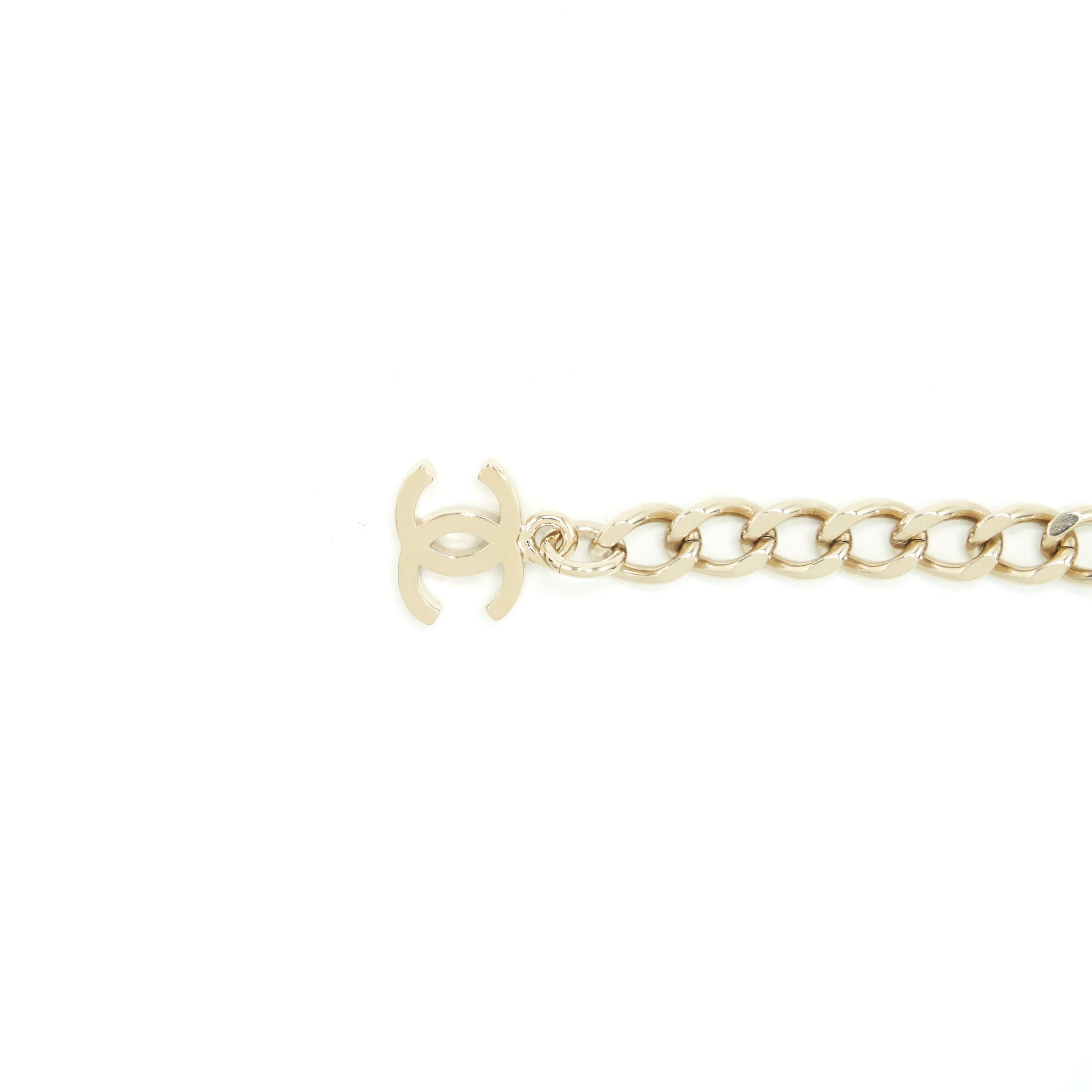 CHANEL 22P TRIPLE CC LOGO BRACELET LIGHT GOLD TONE