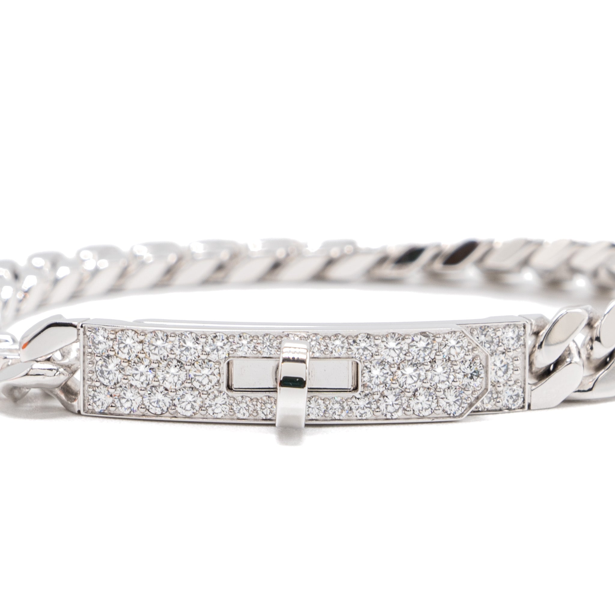 HERMES KELLY GOURMETTE BRACELET WHITE GOLD DIAMONDS