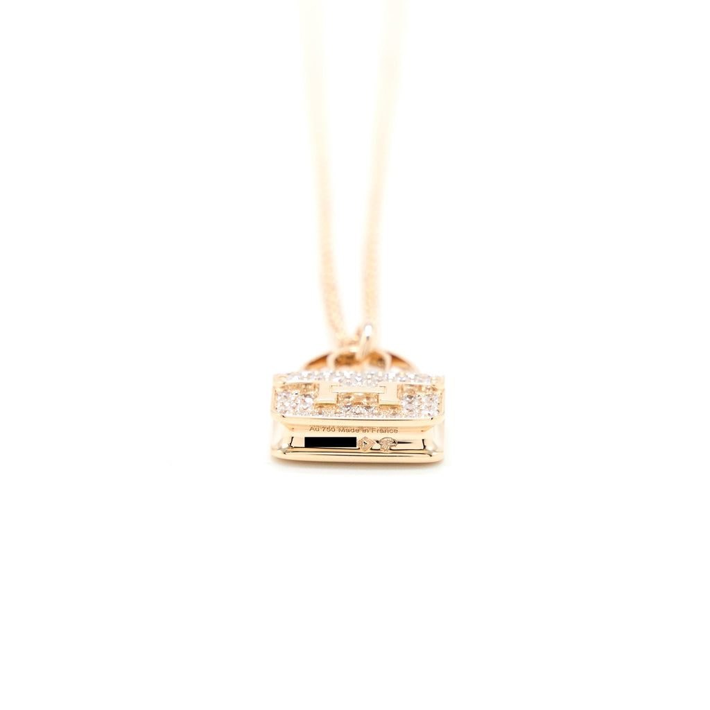 HERMES AMULETTE CONSTANCE PENDANT ROSE GOLD WITH DIAMONDS