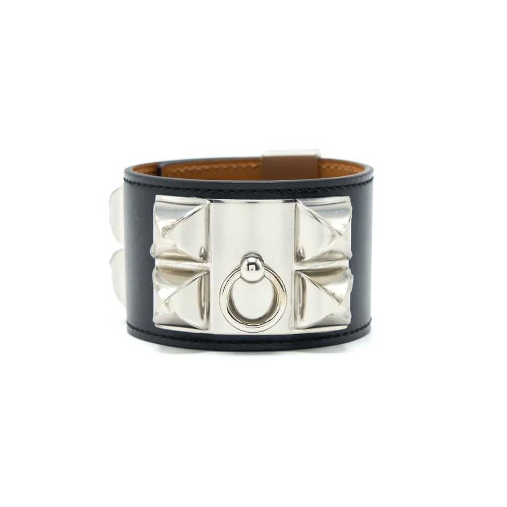 HERMES SIZE T2 COLLIER DE CHIEN BRACELET BLACK SHW STAMP C