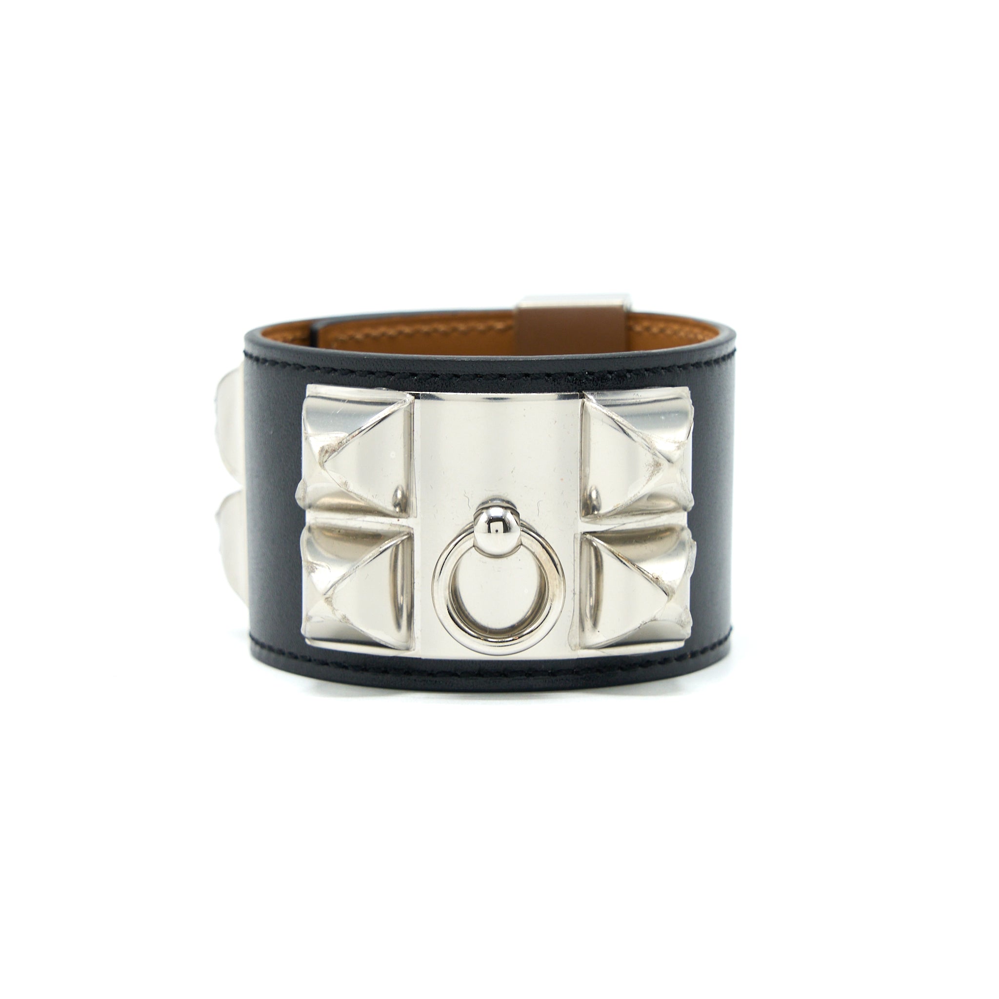 HERMES SIZE T2 COLLIER DE CHIEN BRACELET BLACK SHW STAMP C