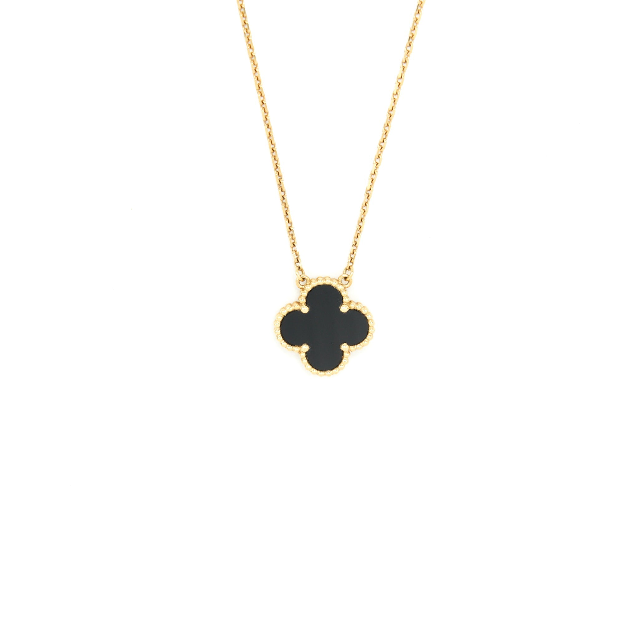 VAN CLEEF & ARPELS VINTAGE ALHAMBRA PENDANT OYNX WITH YELLOW GOLD