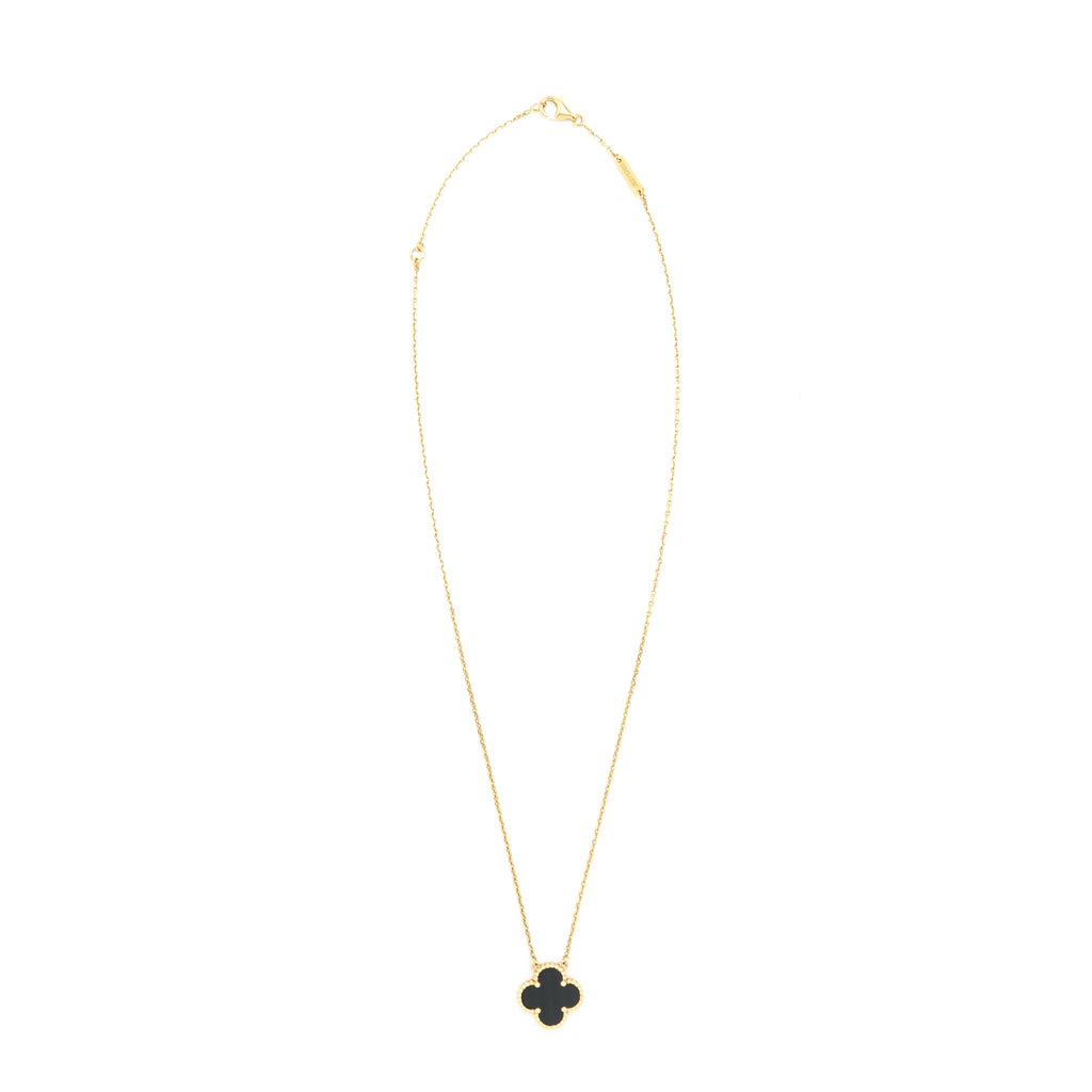 VAN CLEEF & ARPELS VINTAGE ALHAMBRA PENDANT OYNX WITH YELLOW GOLD