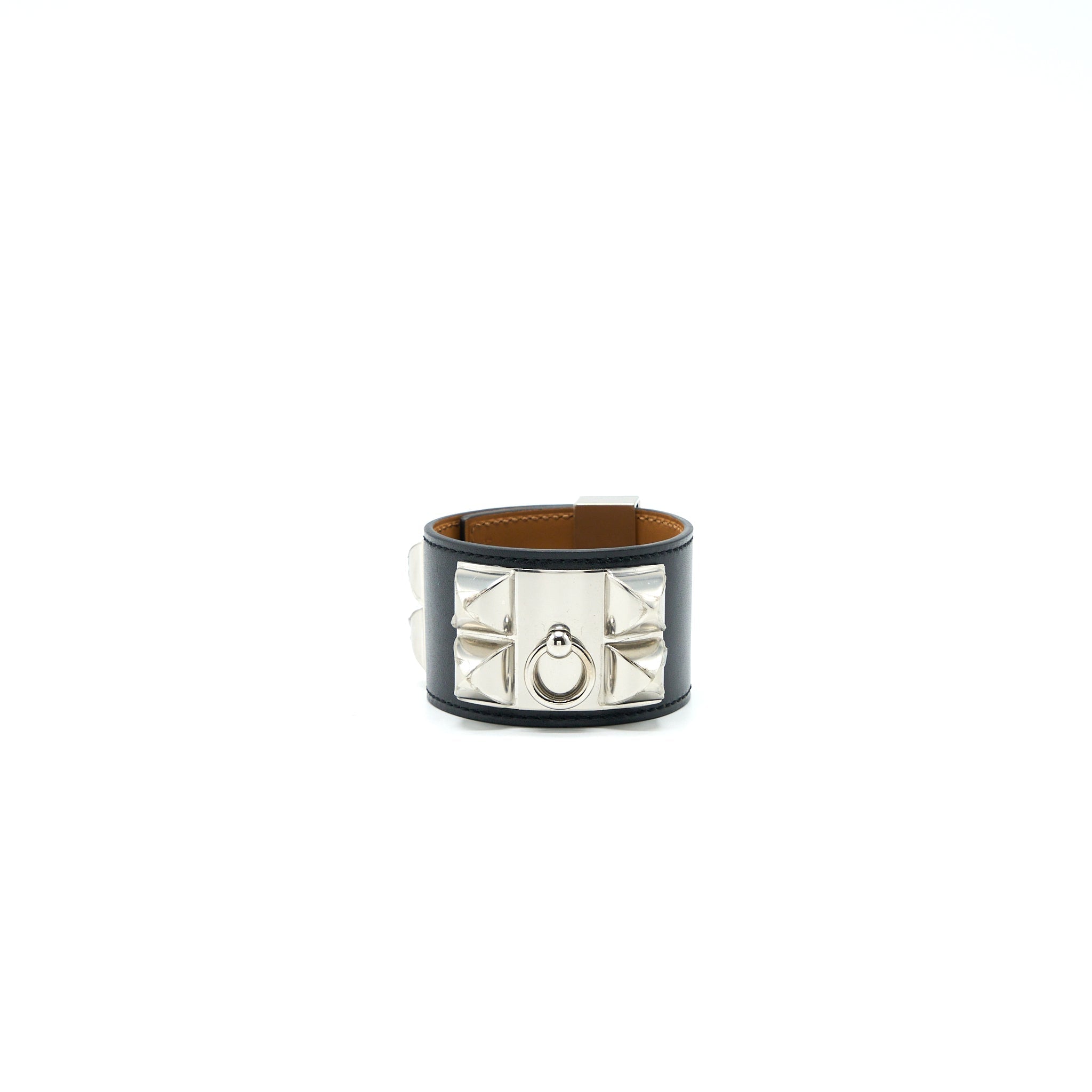 HERMES SIZE T2 COLLIER DE CHIEN BRACELET BLACK SHW STAMP C