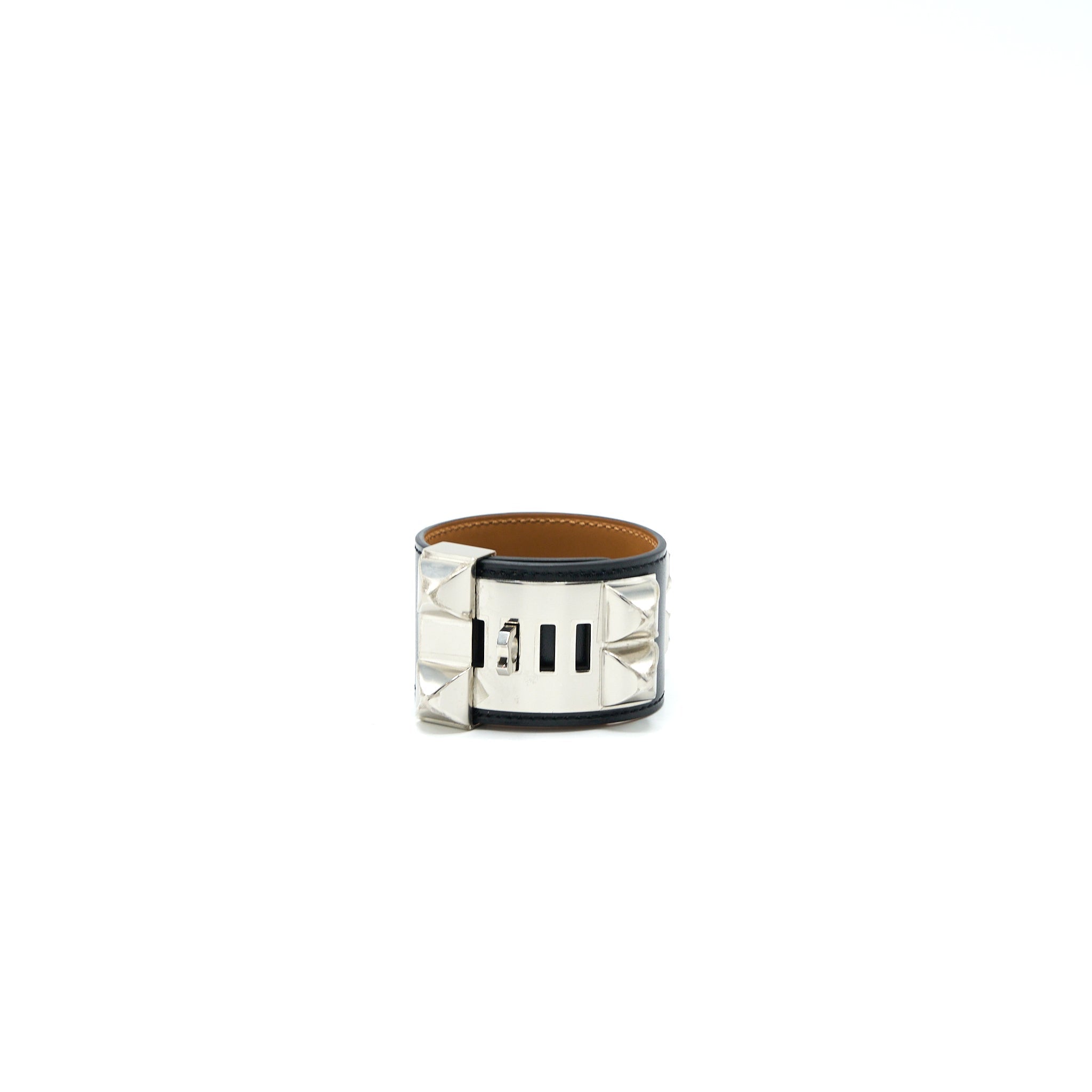 HERMES SIZE T2 COLLIER DE CHIEN BRACELET BLACK SHW STAMP C