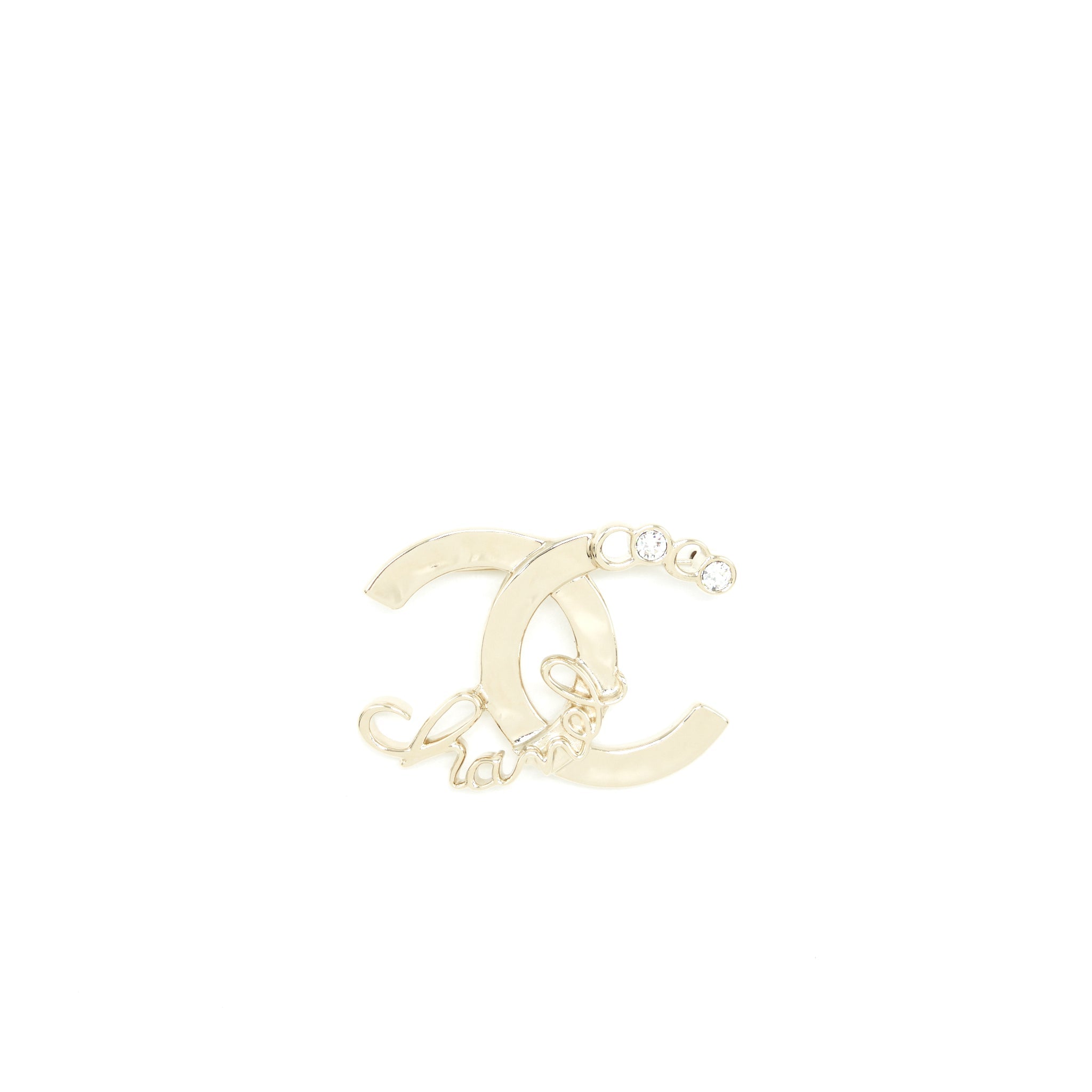 CHANEL CC LETTER AND COCO BROOCH LIGHT GOLD TONE
