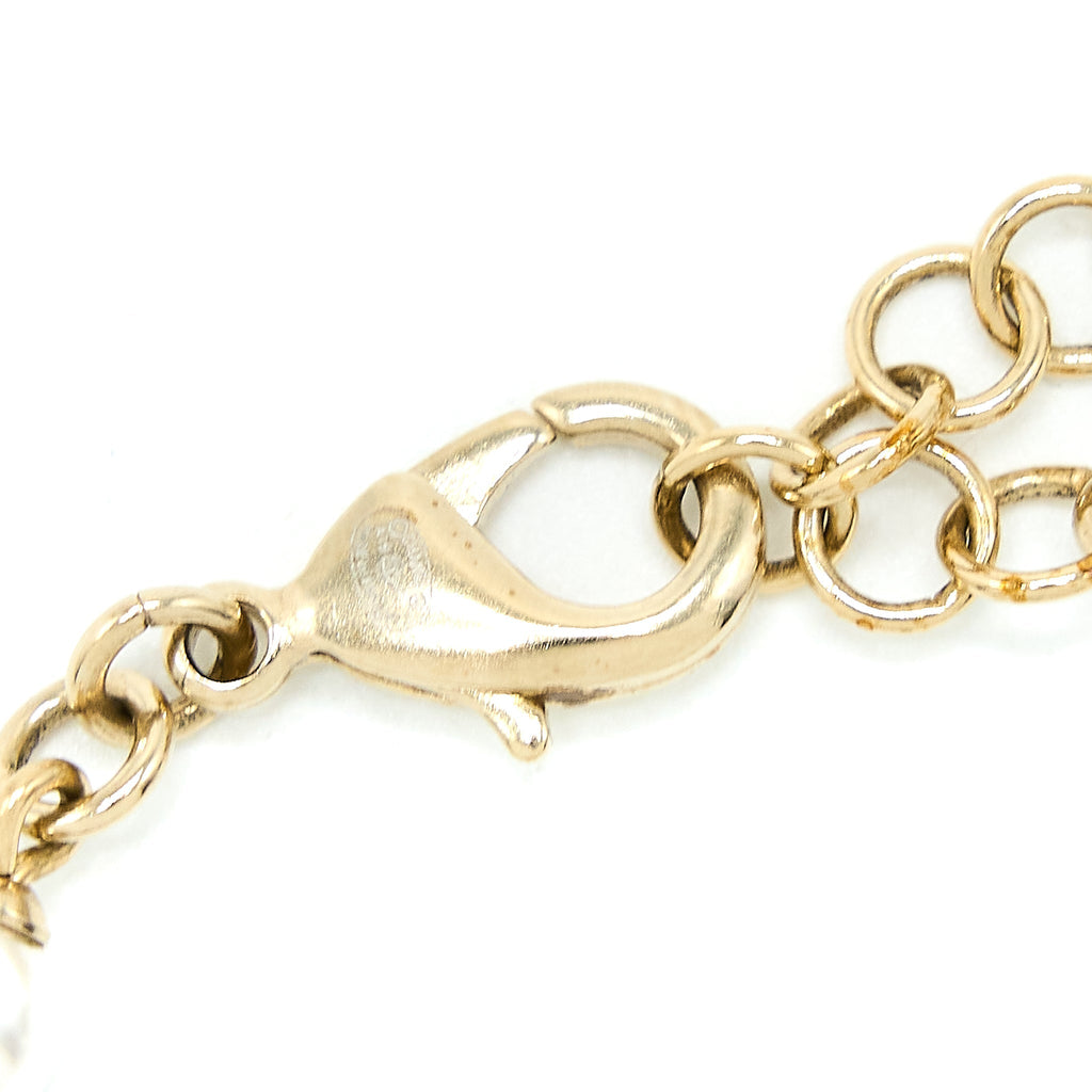 CHANEL 19P CC LOGO BRACELET PEARL/ STUD LIGHT GOLD TONE
