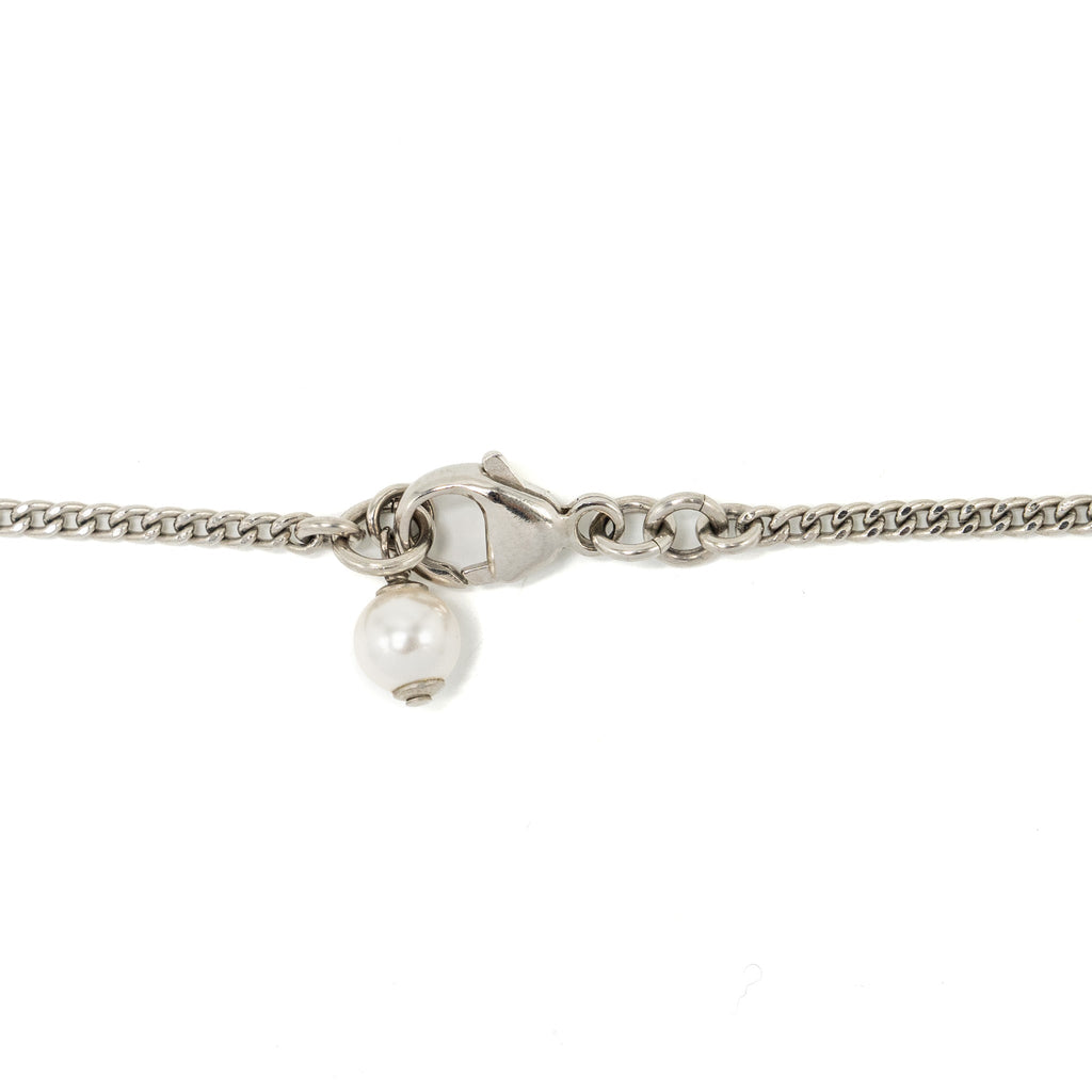 CHANEL CC LOGO NECKLACE PINK / SILVER TONE