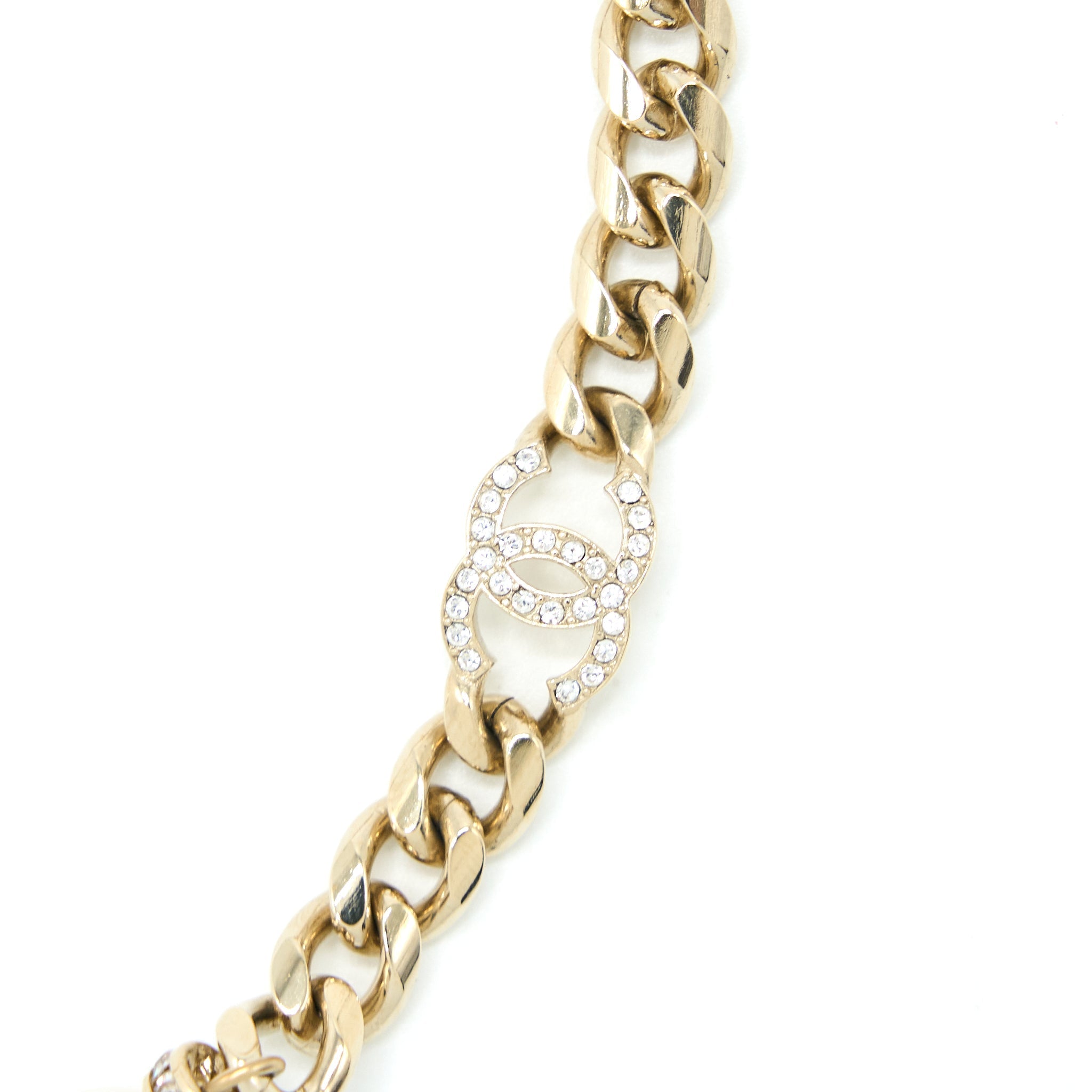 CHANEL NO.5 PERFUME BOTTLE CHOCKER/ NECKLACE CRYSTAL/PEARL LIGHT GOLD TONE