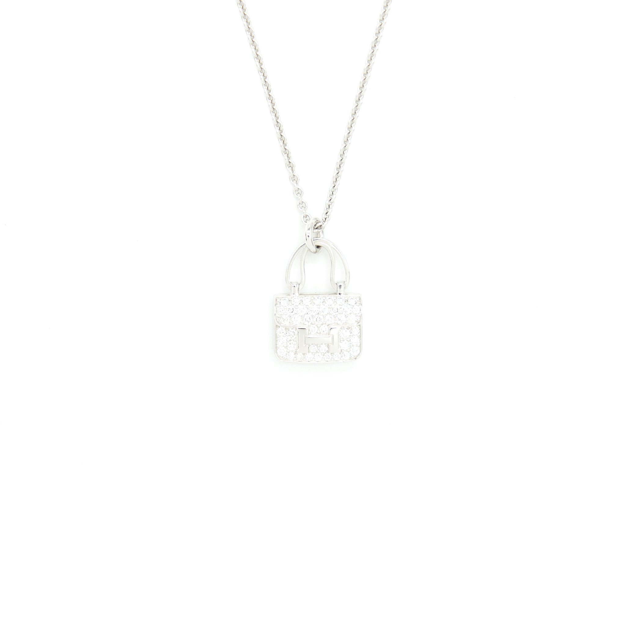 HERMES AMULETTE CONSTANCE PENDANT WHITE GOLD WITH DIAMONDS (NEW VERSION)