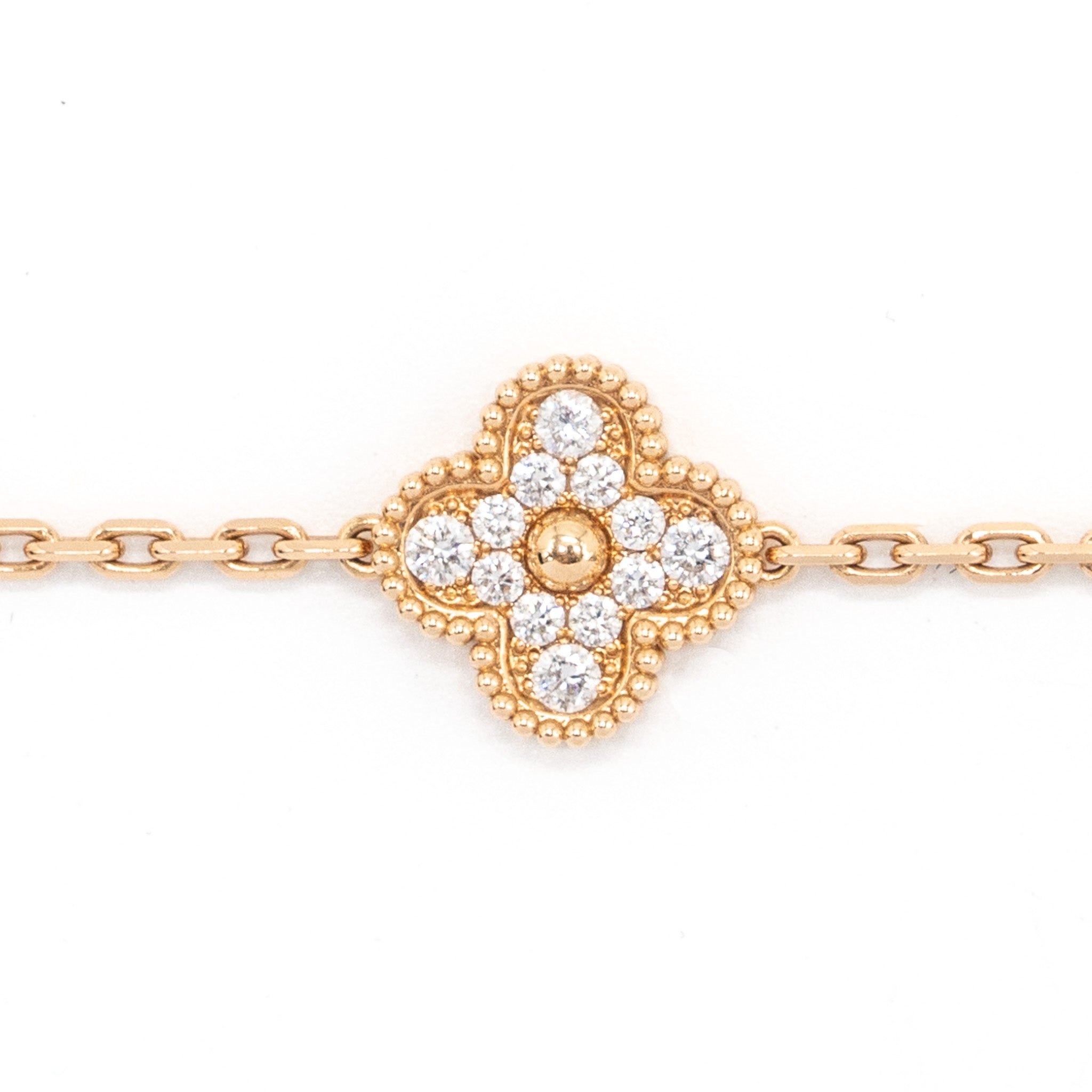 VAN CLEEF & ARPELS VINTAGE ALHAMBRA BRACELET, 5 MOTIFS MOTHER OF PEARL/ROSE GOLD, DIAMONDS