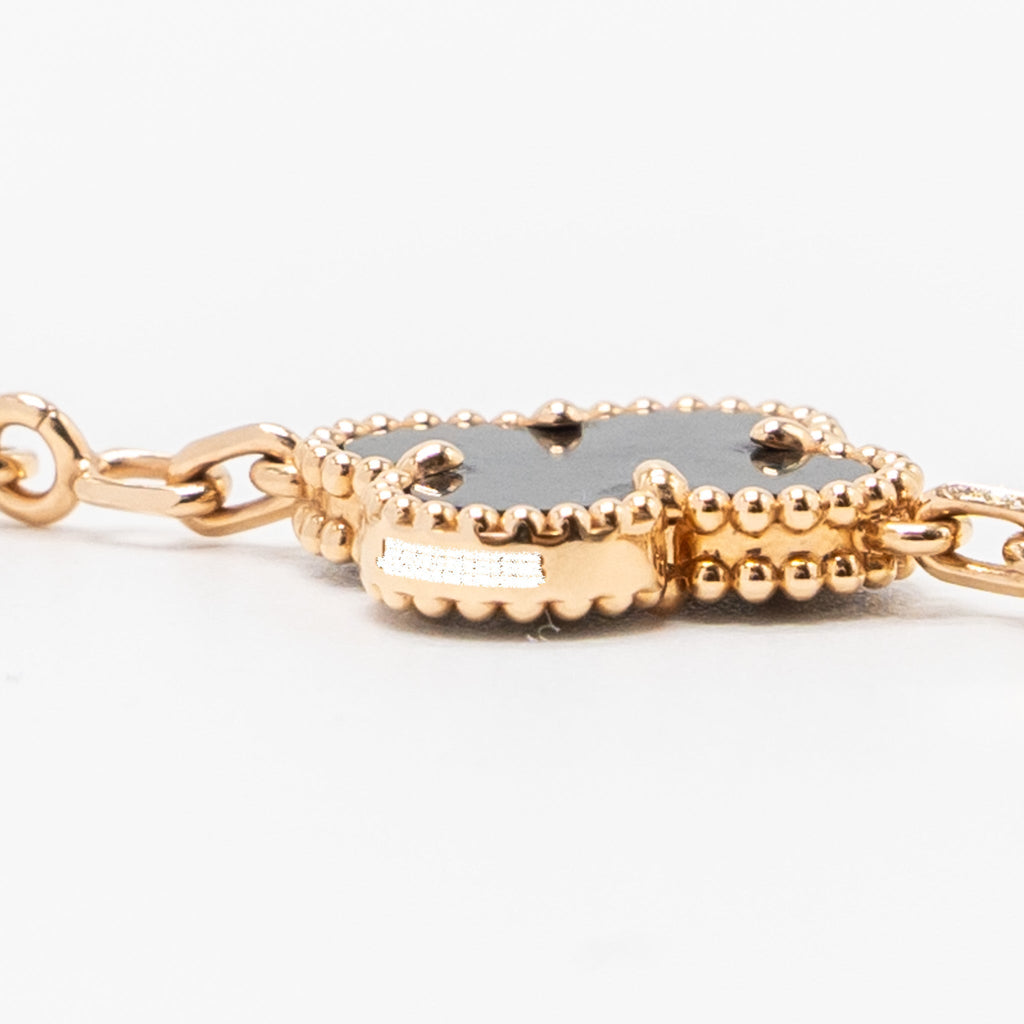 VAN CLEEF & ARPELS VINTAGE ALHAMBRA BRACELET, 5 MOTIFS MOTHER OF PEARL/ROSE GOLD, DIAMONDS