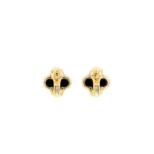 VAN CLEEF & ARPELS VINTAGE ALHAMBRA ONYX AND YELLOW GOLD EARRINGS