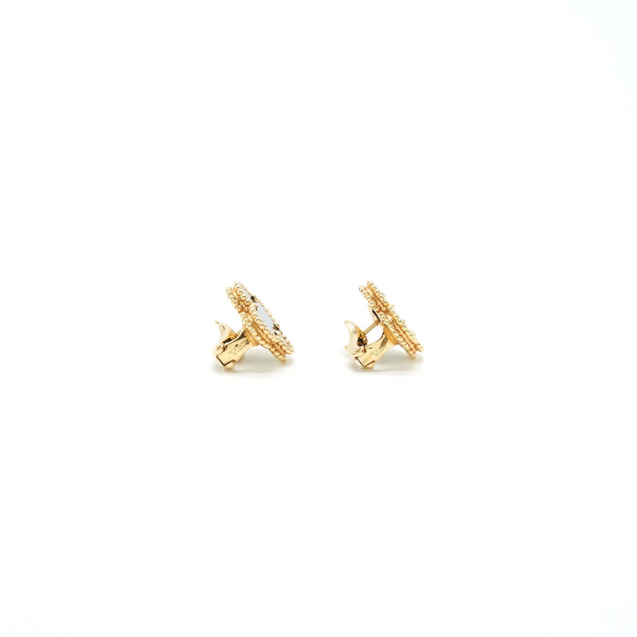 VAN CLEEF & ARPELS VINTAGE ALHAMBRA ONYX AND YELLOW GOLD EARRINGS
