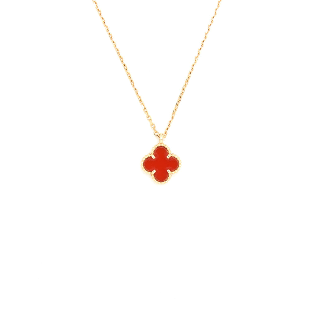 VAN CLEEF AND ARPELS SWEET ALHAMBRA PENDANT, CARNELIAN ROSE GOLD