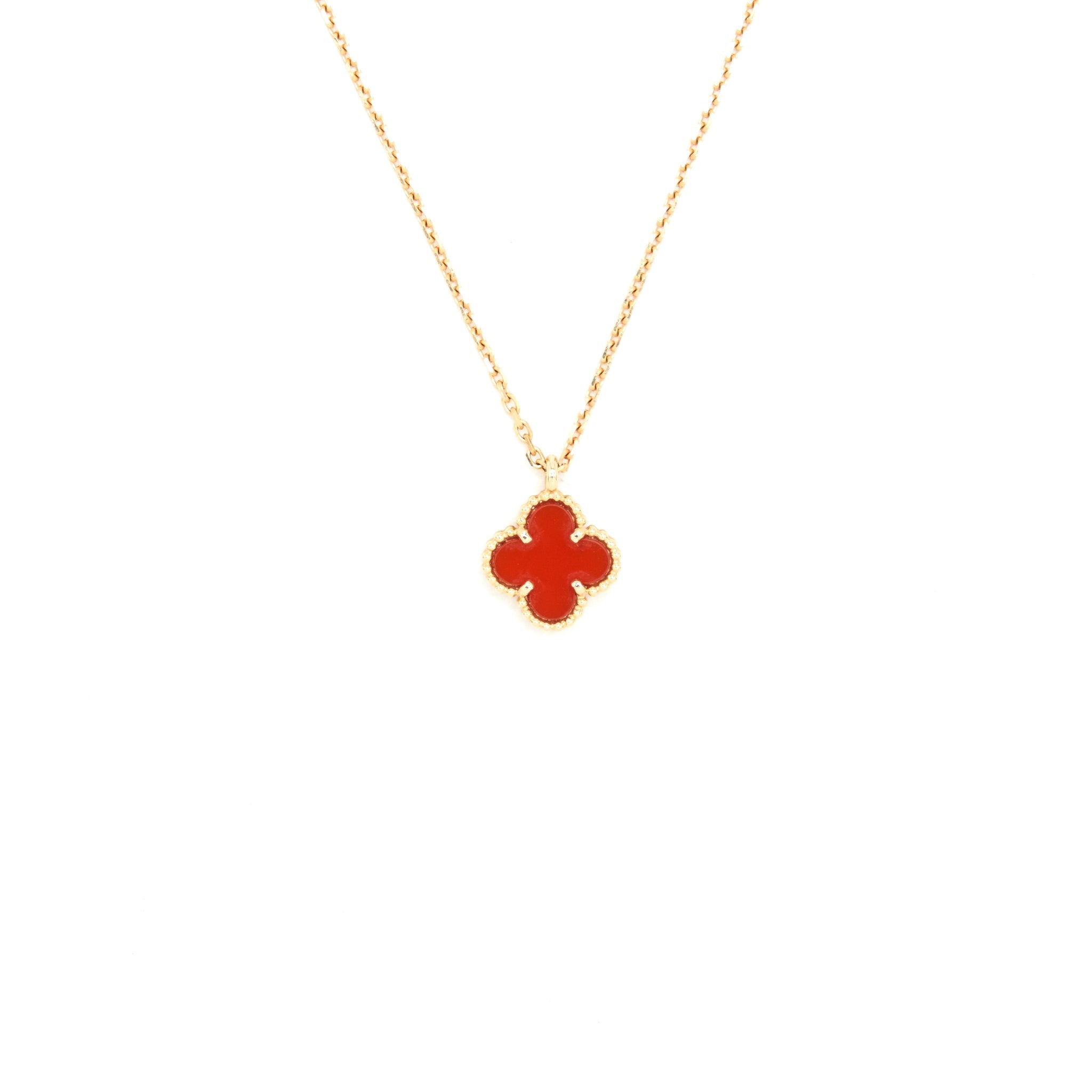 VAN CLEEF AND ARPELS SWEET ALHAMBRA PENDANT, CARNELIAN ROSE GOLD